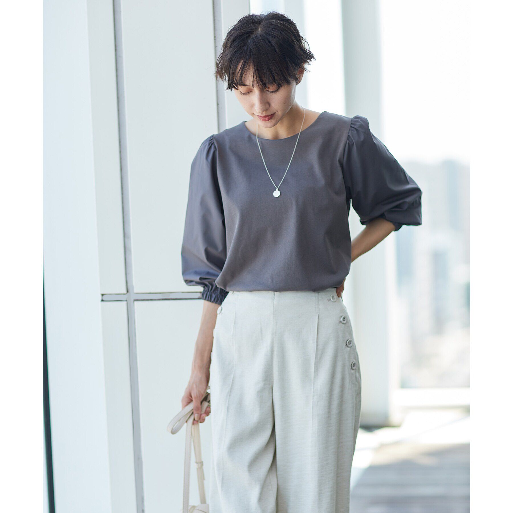 Dessin「【洗える】バルーンスリーブカットソージャージ」|Tシャツ・カットソー|