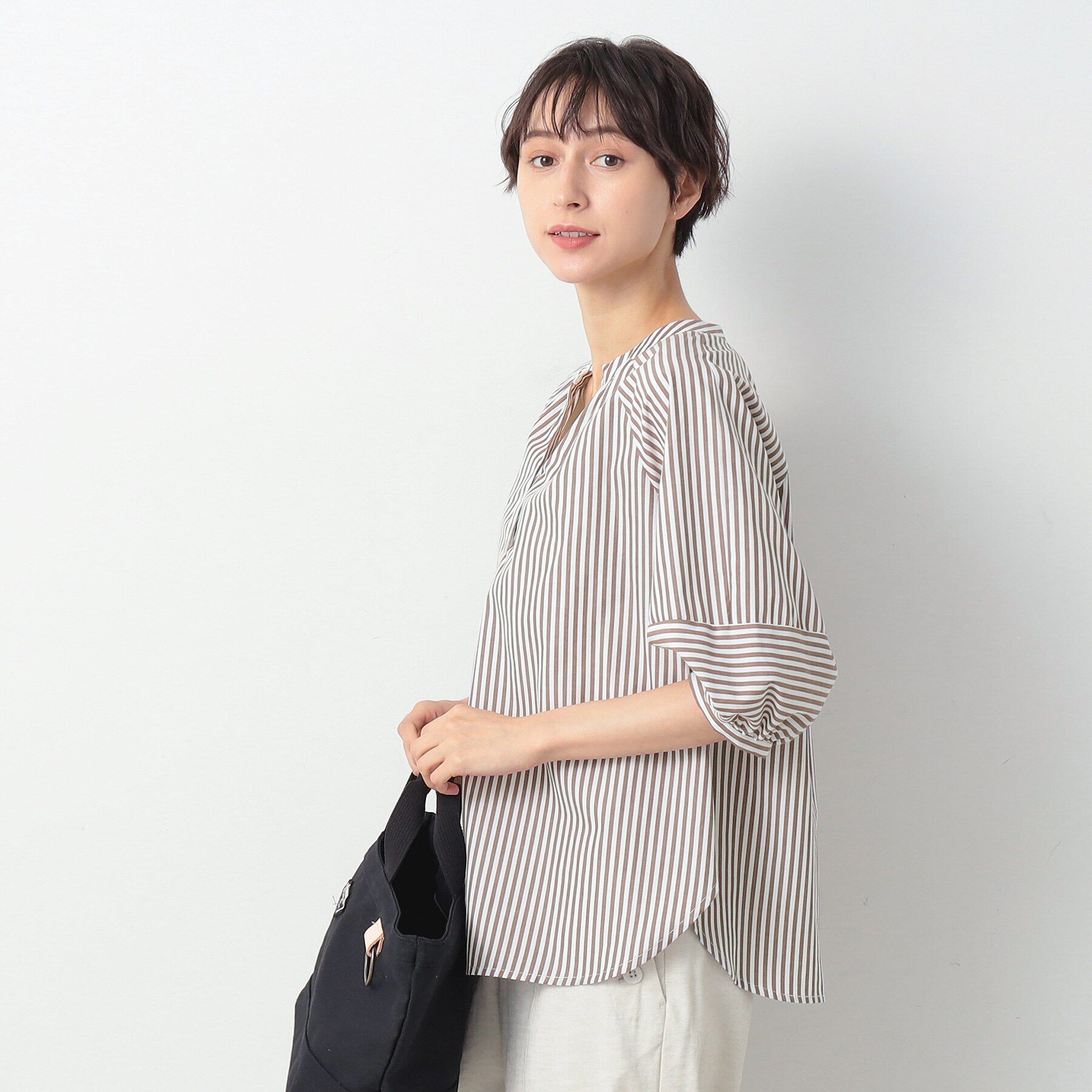 Dessin「【洗える】ランタンスリーブブラウス（XS～L）」|シャツ・ブラウス|ブラウン(344)