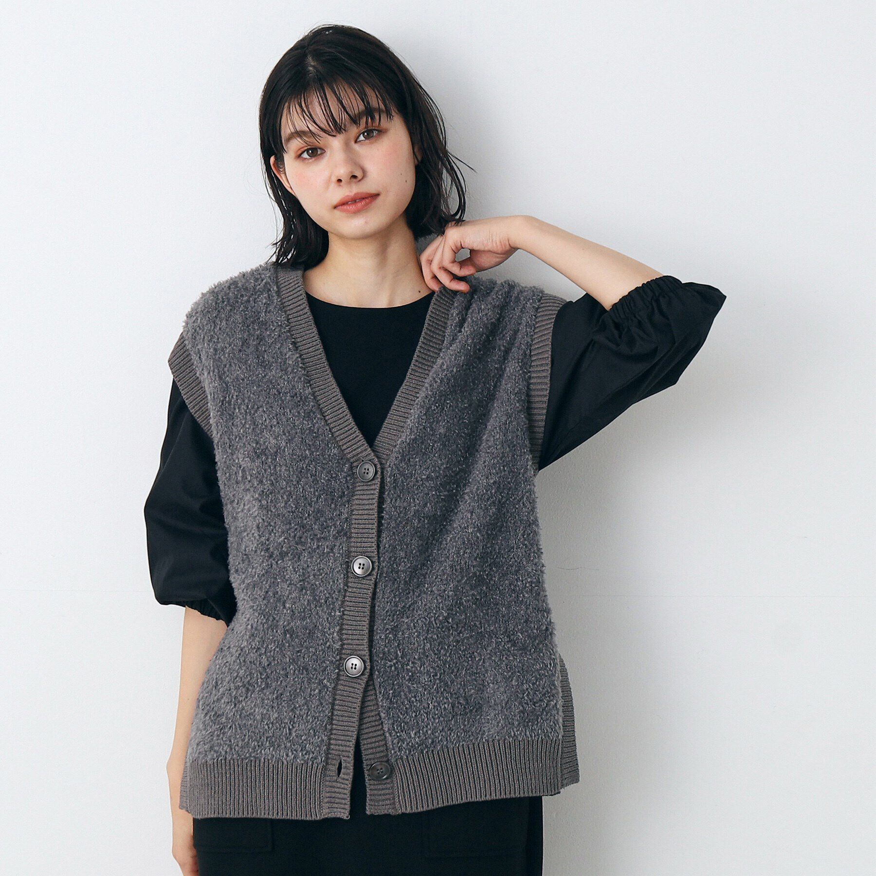 Dessin「【洗える】フロント釦シャギージレ」|ベスト・ジレ|