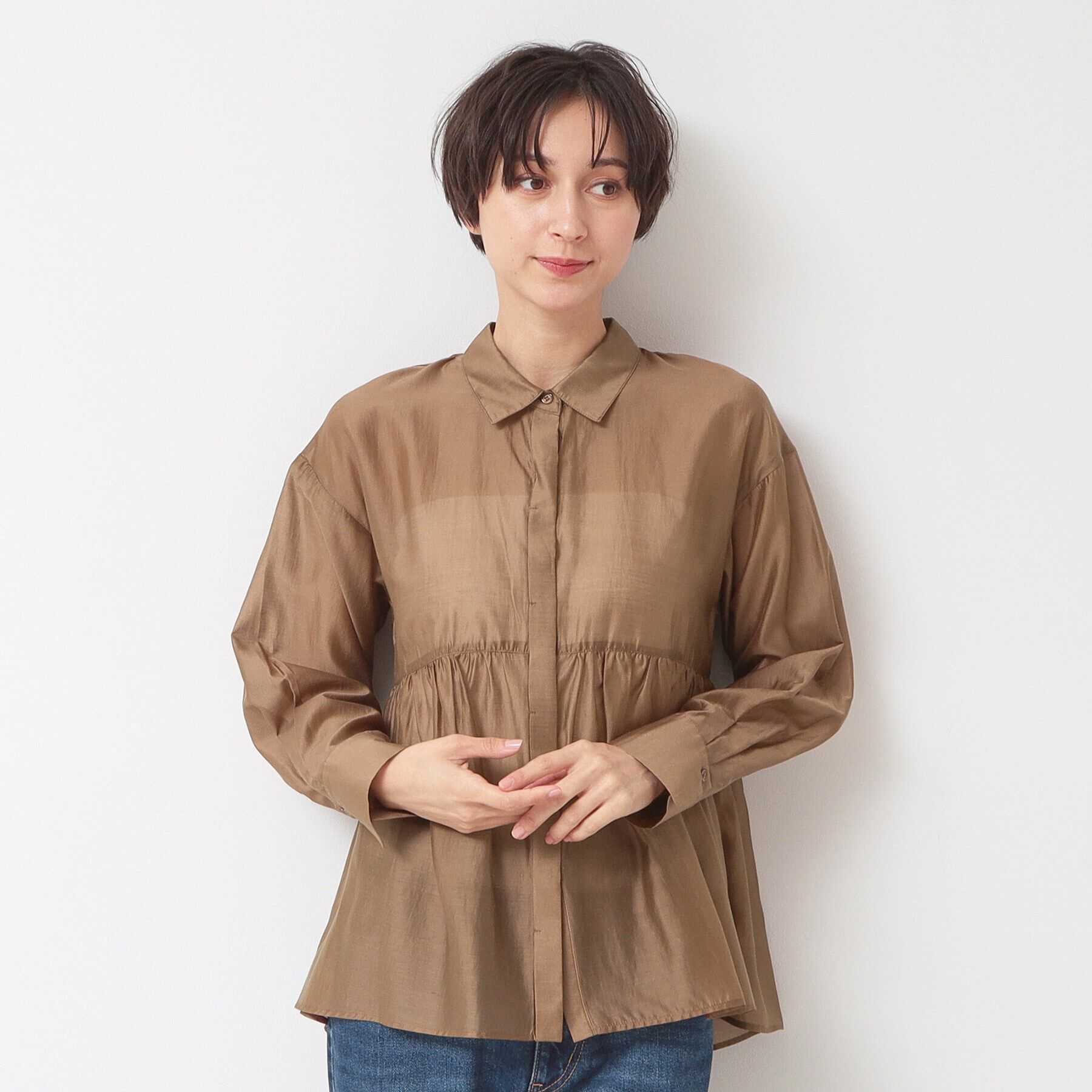Dessin「【洗える】シアーペプラムシャツ（S～L）」|シャツ・ブラウス|キャメルブラウン(0