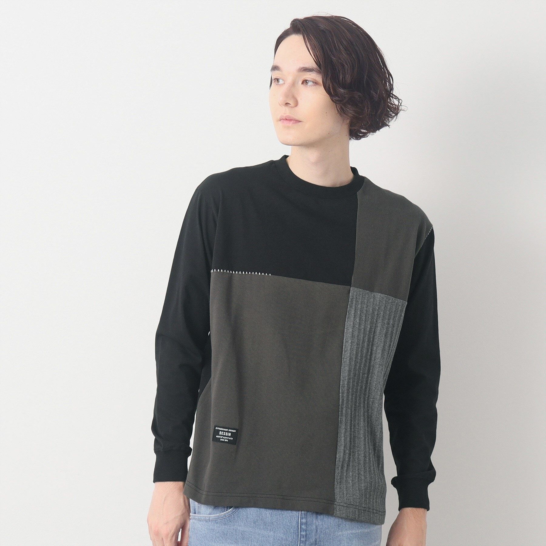 Dessin「ブロッキングロンT」|Tシャツ・カットソー|ブラック(019)