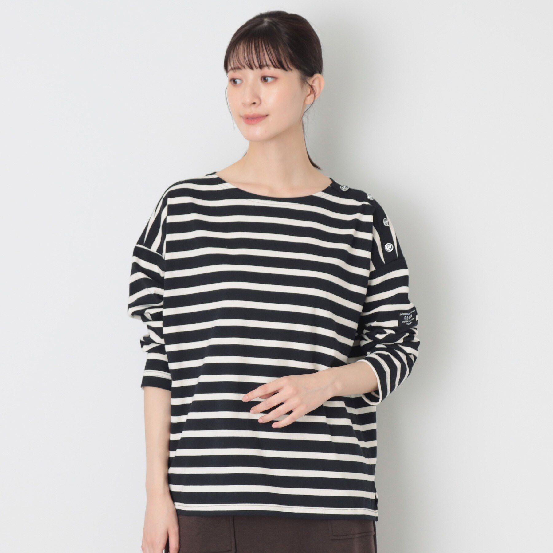 Dessin「肩ボタン付ボーダーカットソー」|Tシャツ・カットソー|