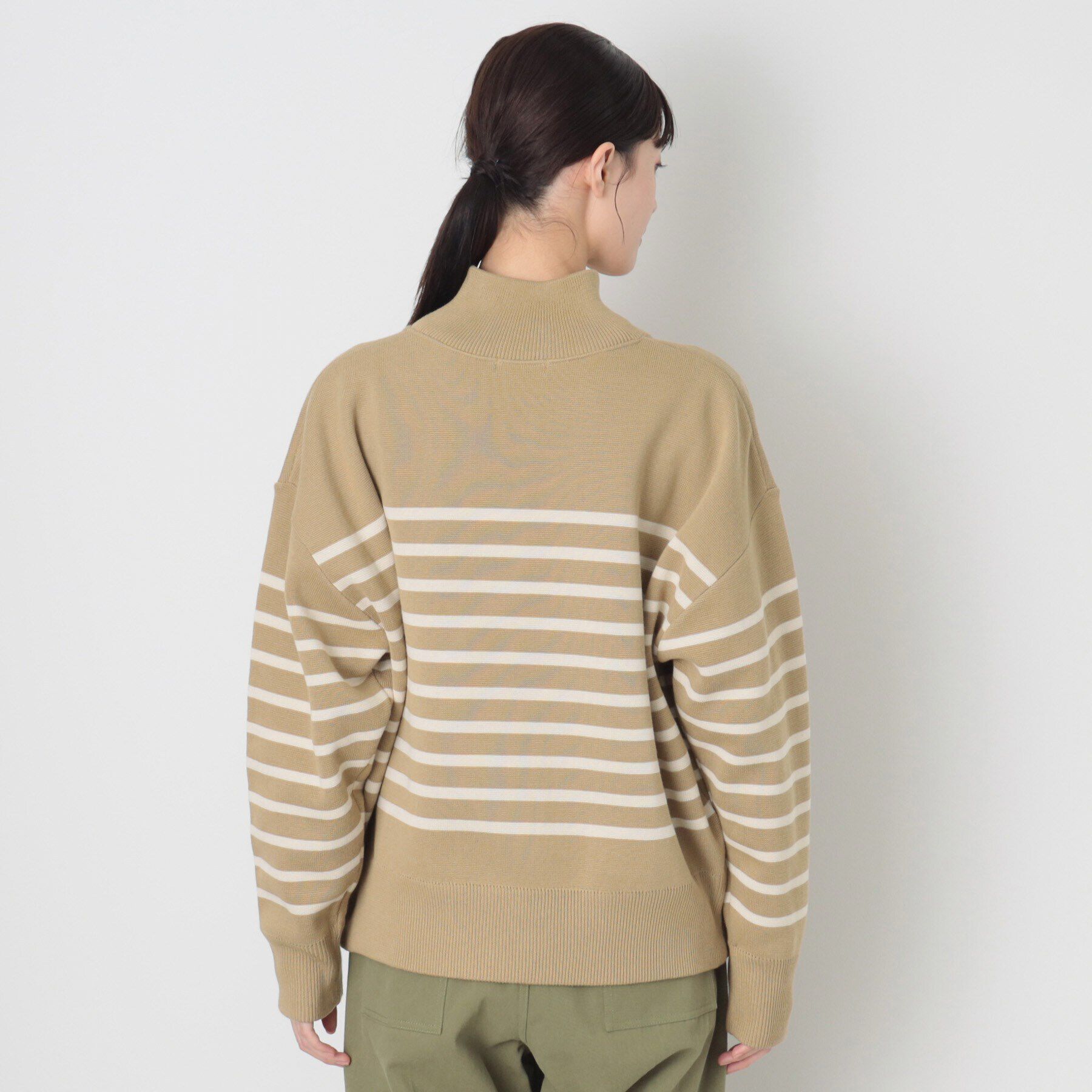 Dessin「【ユニセックス・洗える】ハーフジップボーダーニット」|ニット・セーター|