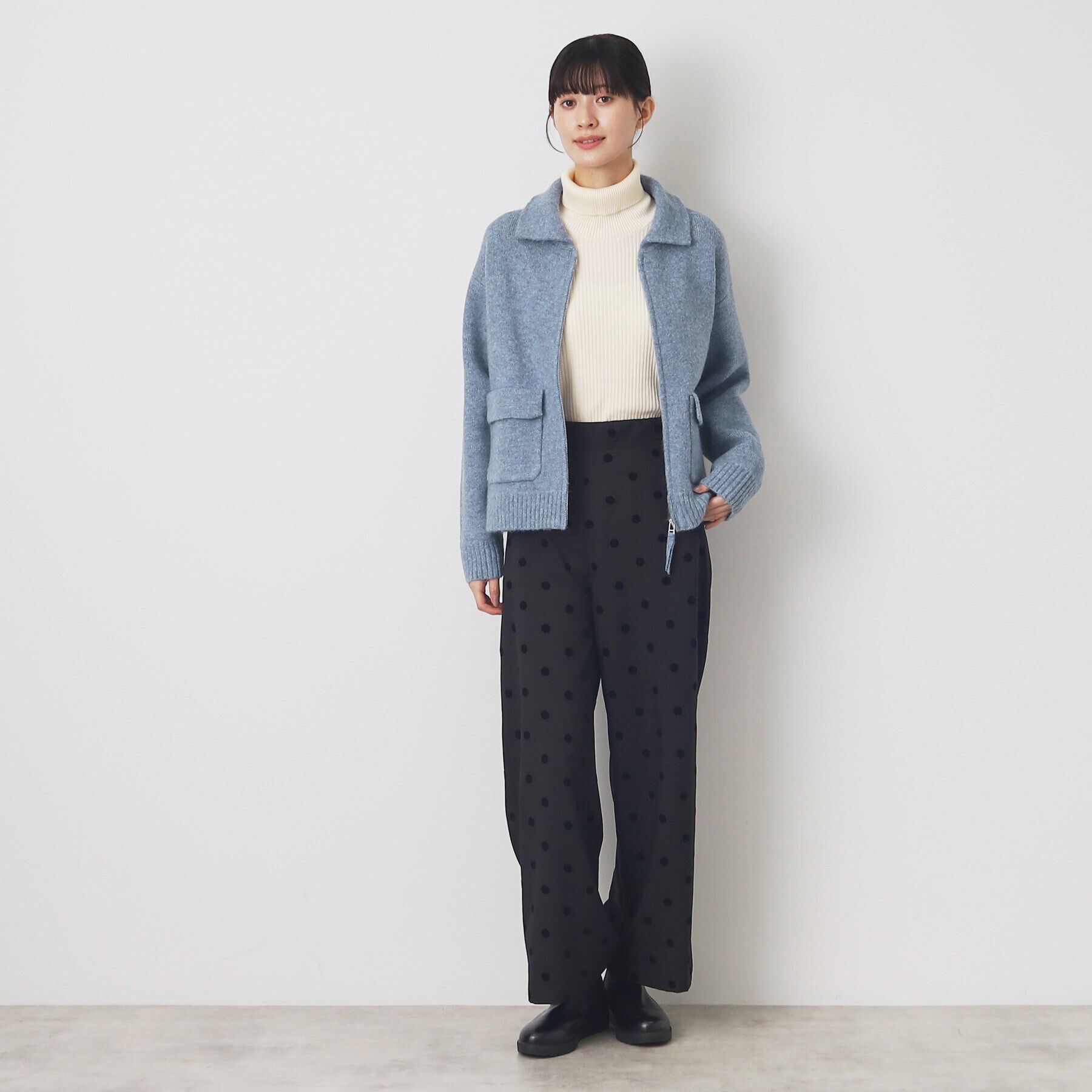 Dessin「【洗える】ダブルフェイスジップアップカーデ」|カーディガン|