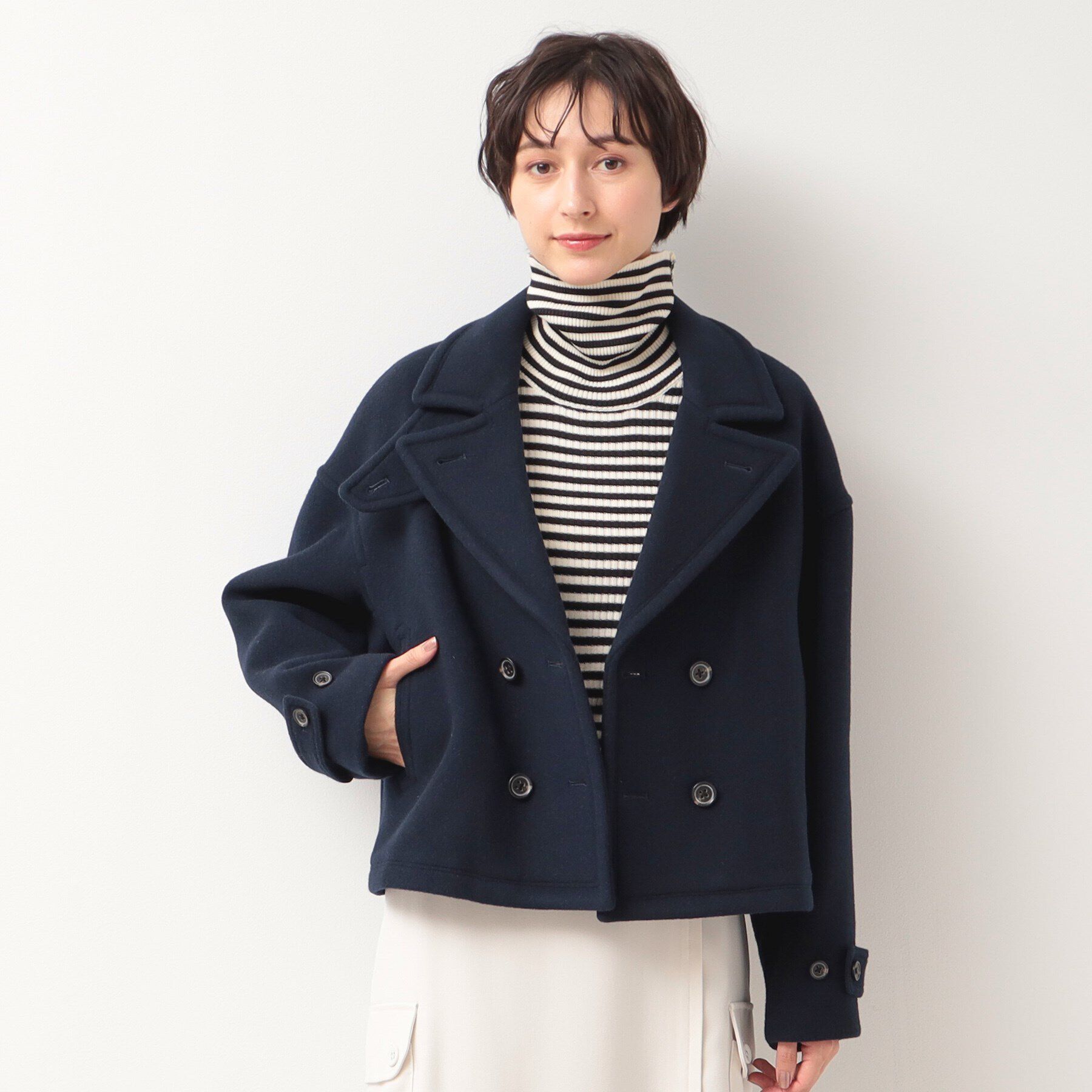 Dessin「ショートPコートジャケット」|ピーコート|ネイビー(094)
