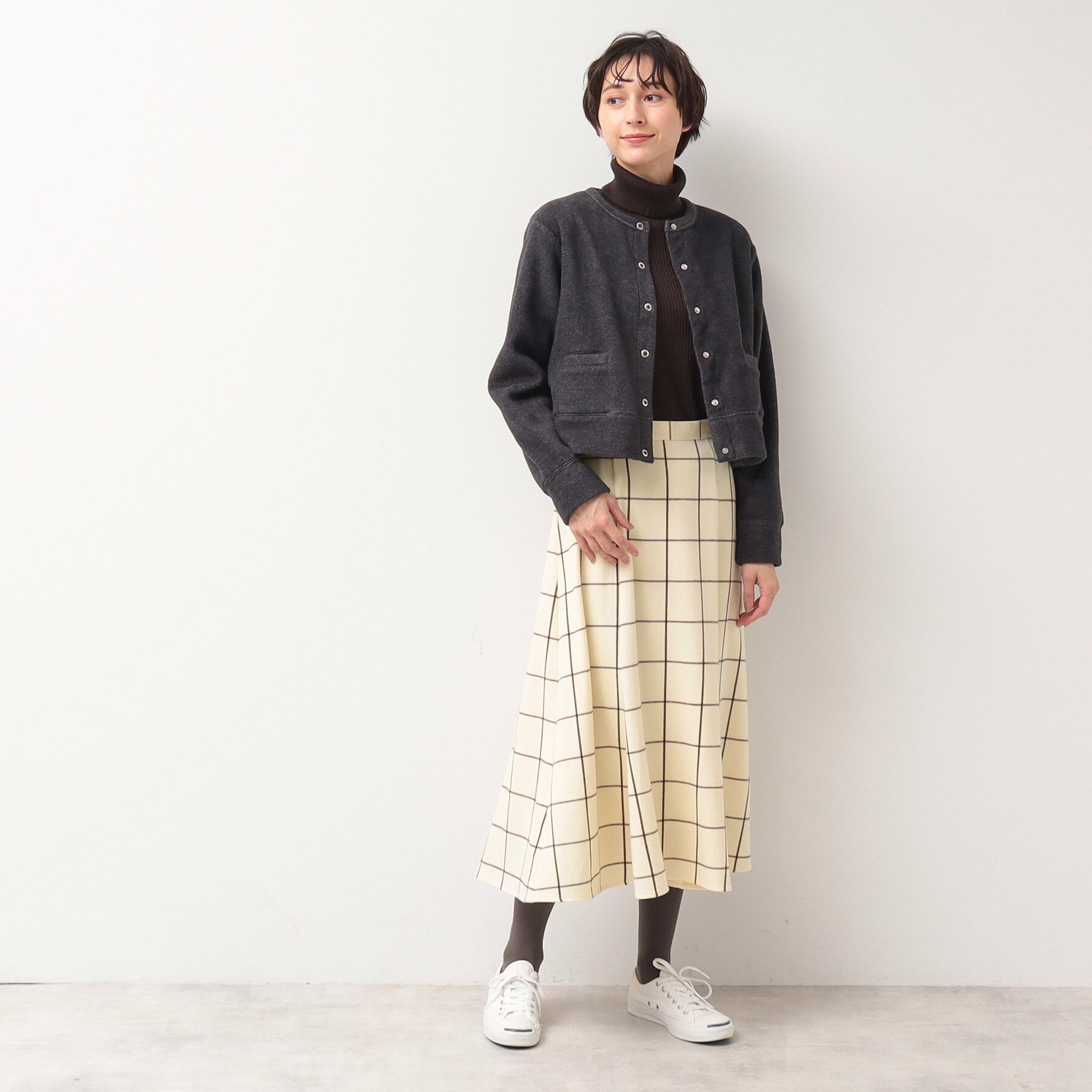 Dessin「【洗える】起毛チェック柄切替フレアースカート（XS～L）」|スカート|