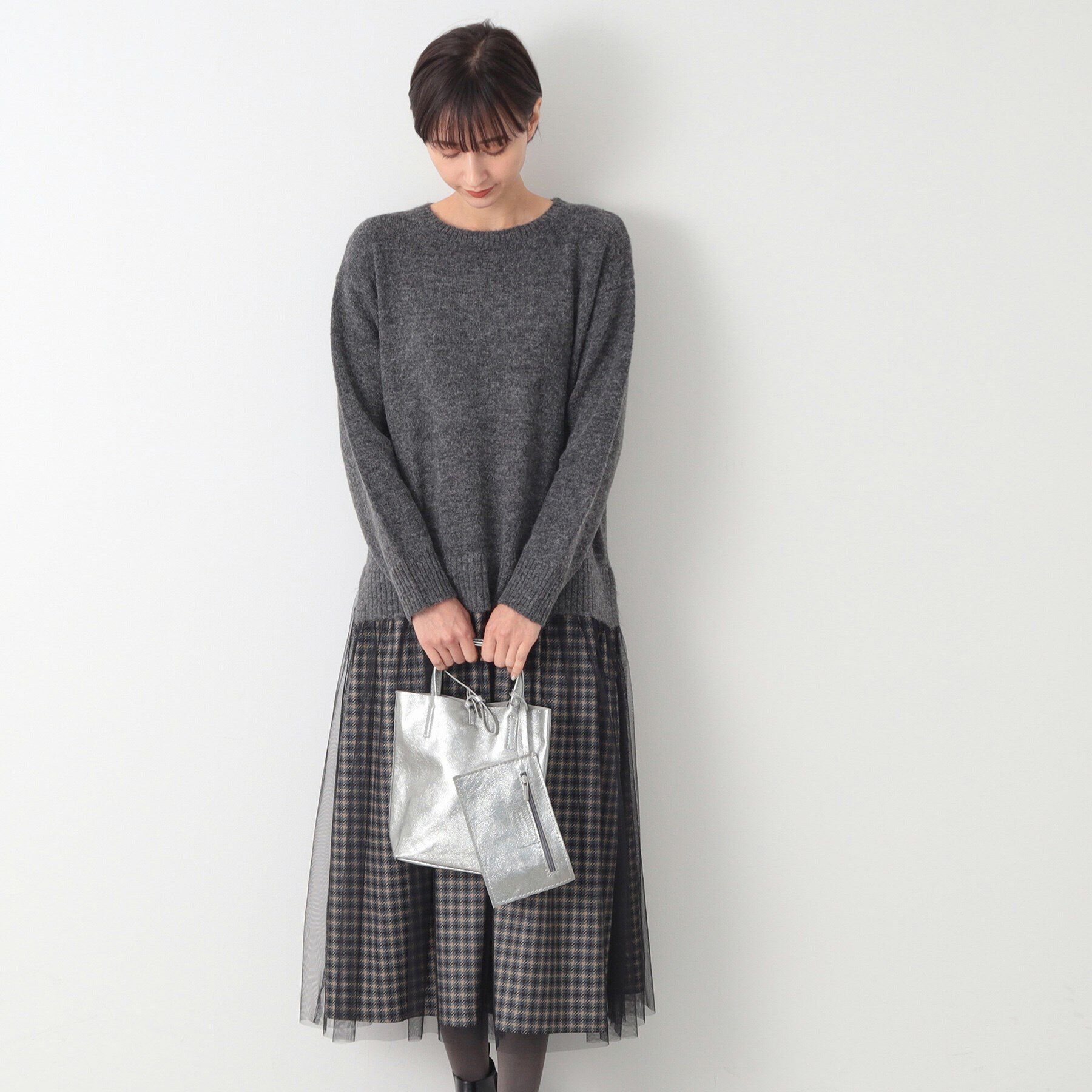 Dessin「【洗える】チュールスカート付ニットワンピース」|ワンピース|