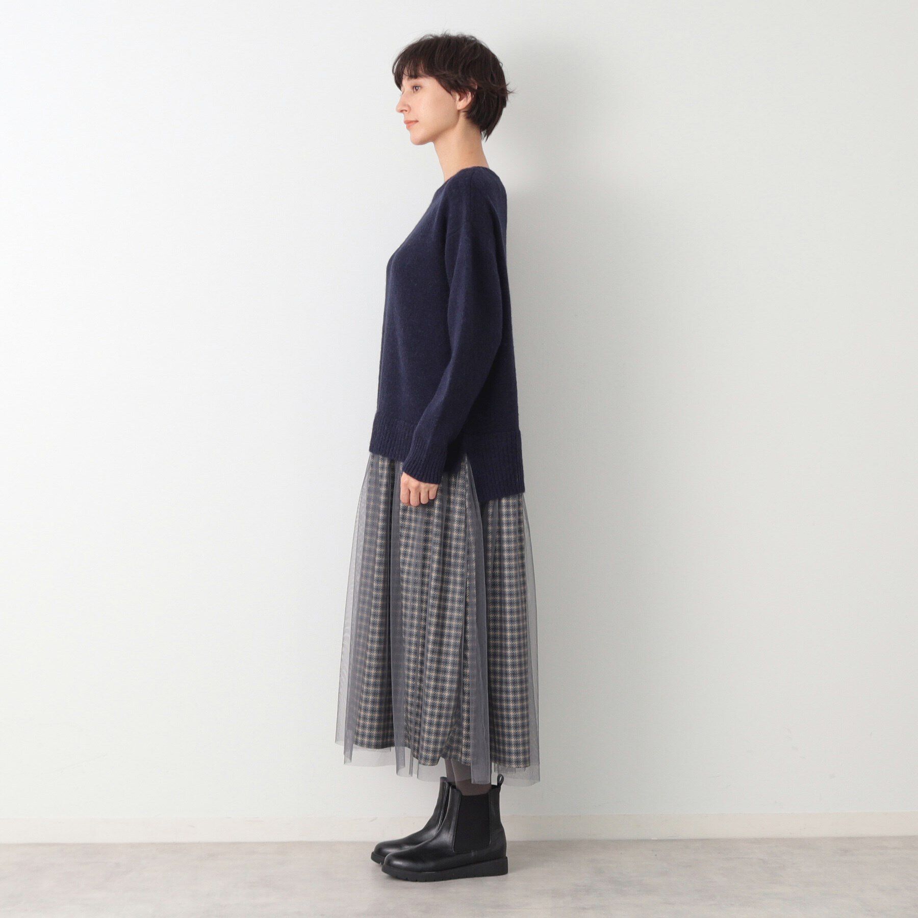 Dessin「【洗える】チュールスカート付ニットワンピース」|ワンピース|