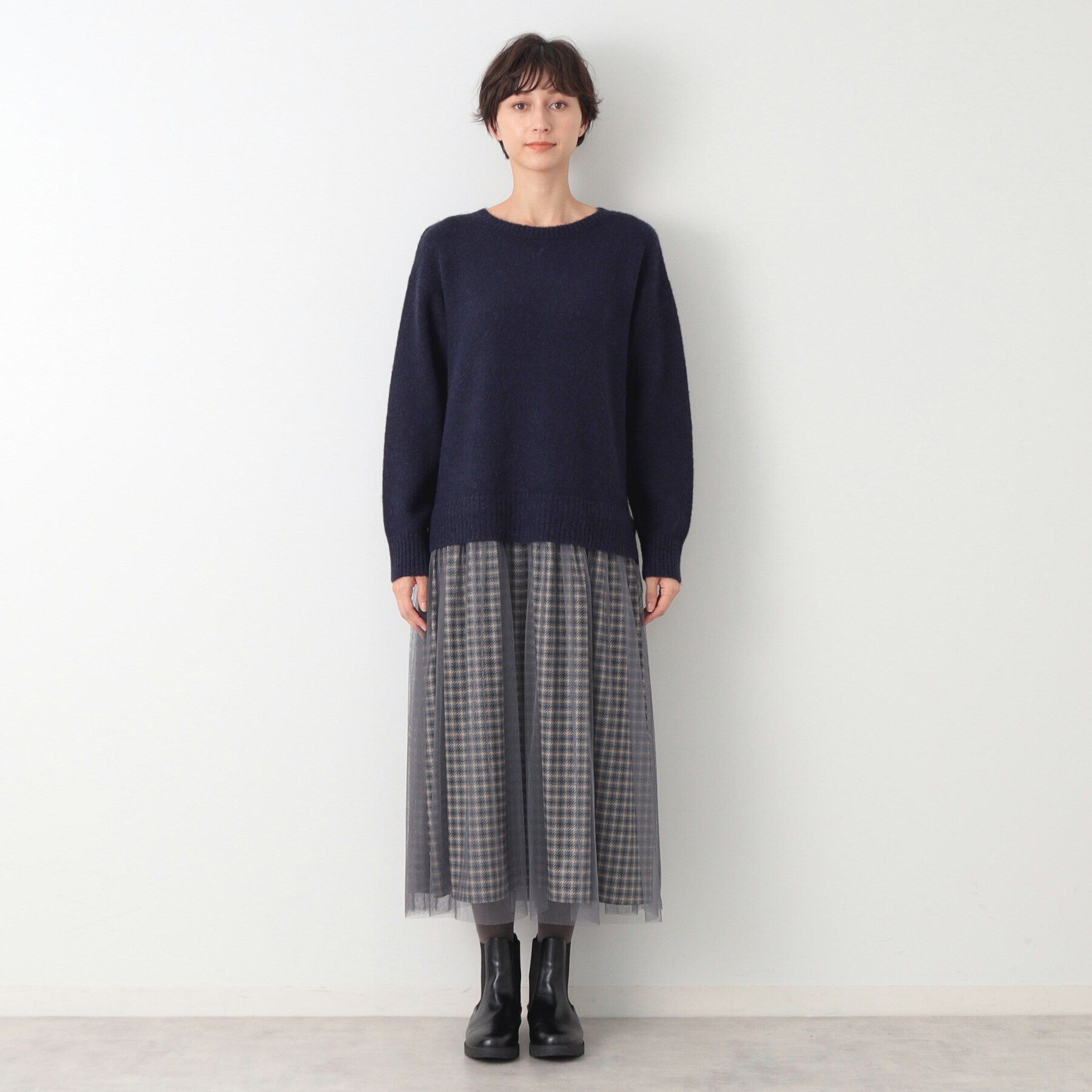 Dessin「【洗える】チュールスカート付ニットワンピース」|ワンピース|