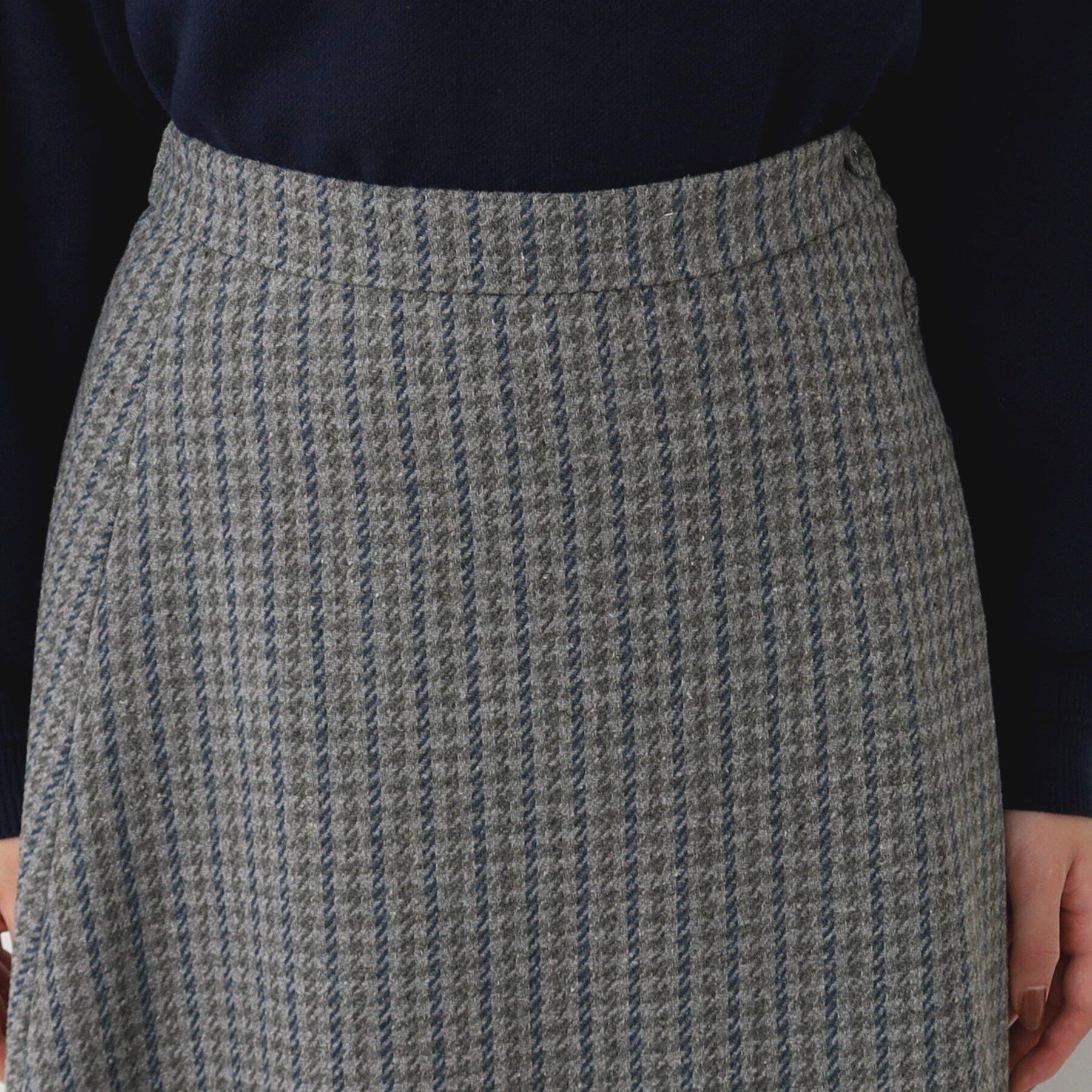 Dessin「【洗える・4サイズ展開】サイドボタン付きチェック柄フレアースカート（XS～L）」|スカート|