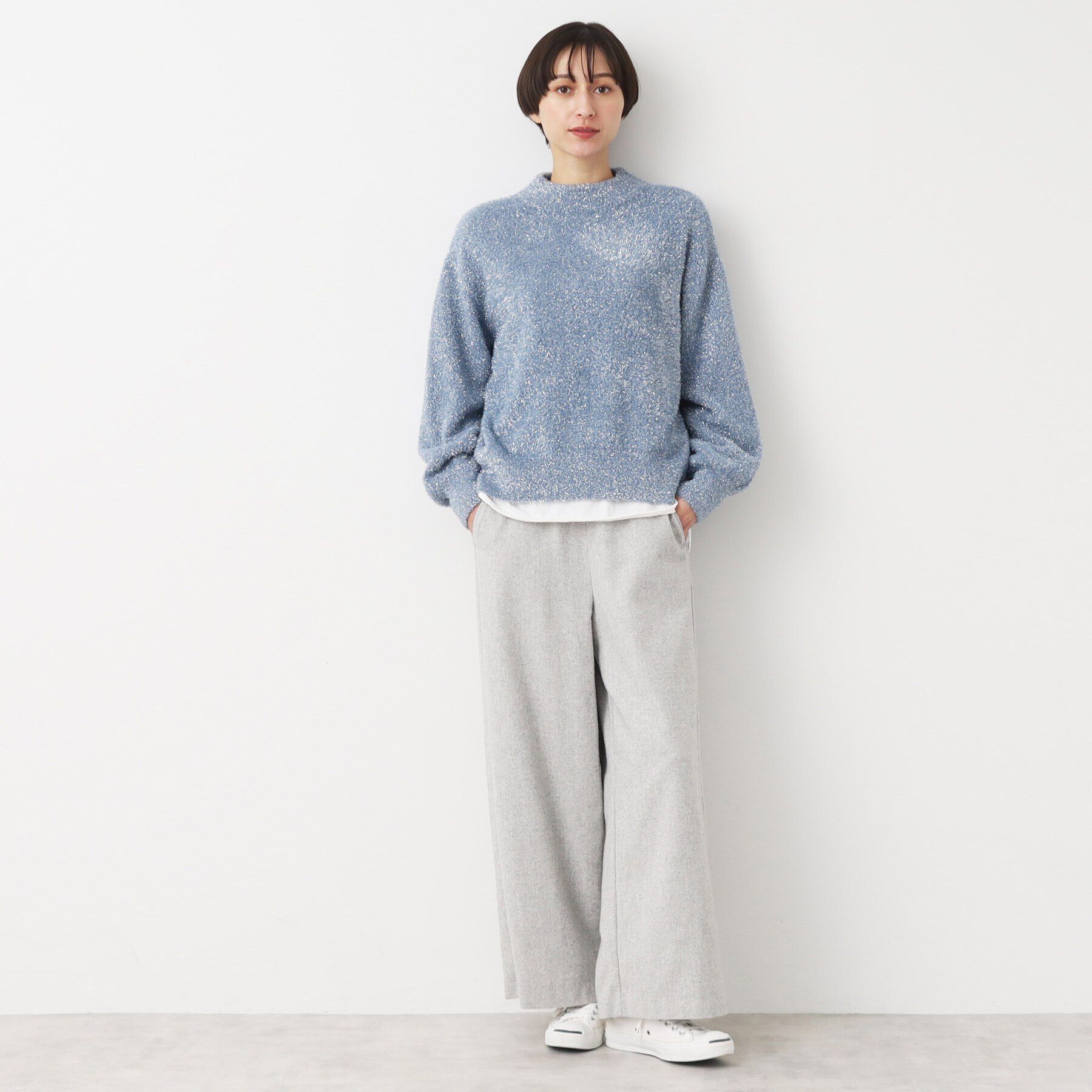 Dessin「【洗える】ハイネックラメフェザーニット（XS～L）」|ニット・セーター|