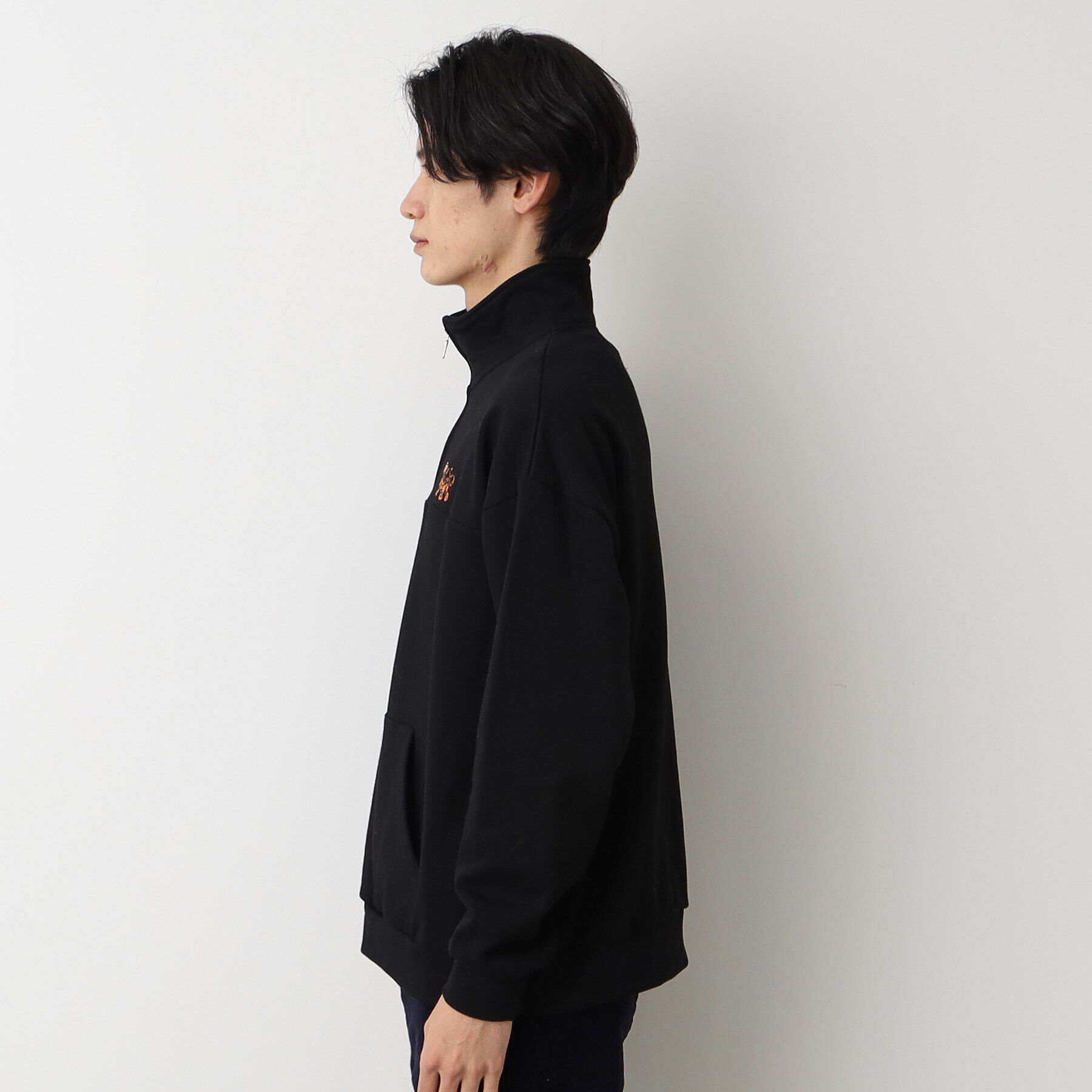 Dessin「【洗える】トラ柄刺繍ハーフジップスウェット」|パーカー|