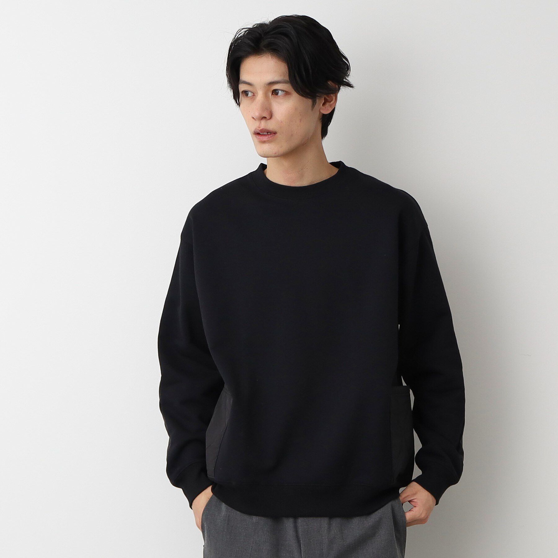 Dessin「【洗える】切り替えキルトスウェット」|パーカー|ブラック(019)