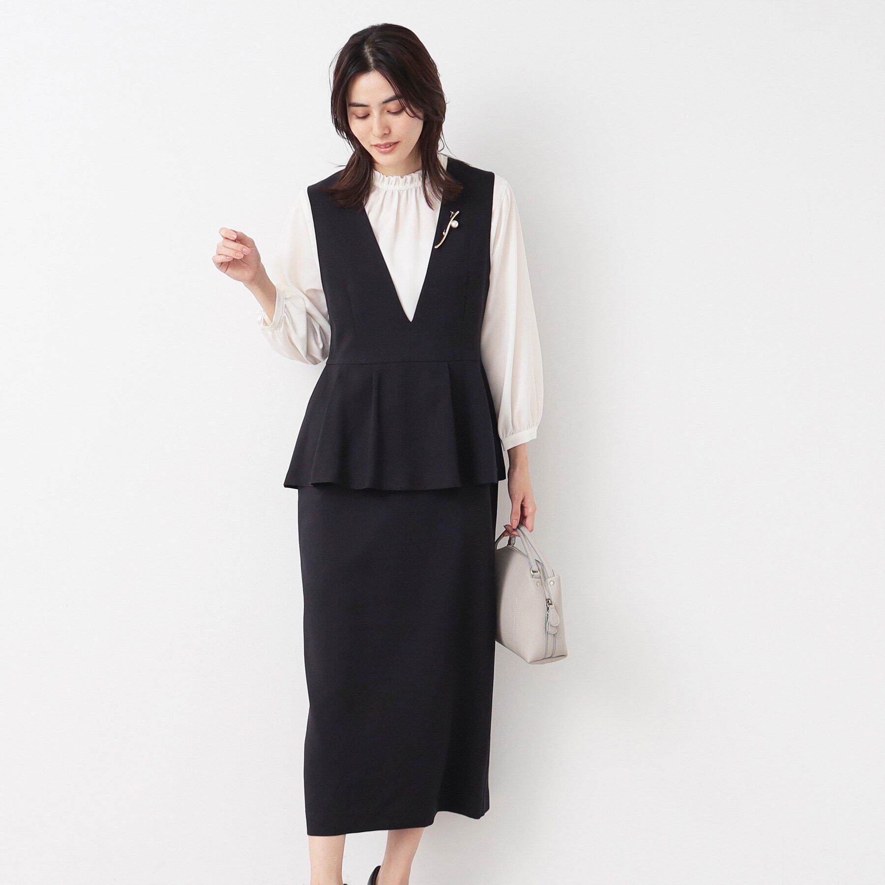 Dessin「【入卒/セレモニー/洗える】ペプラムジャンパースカート」|ワンピース|