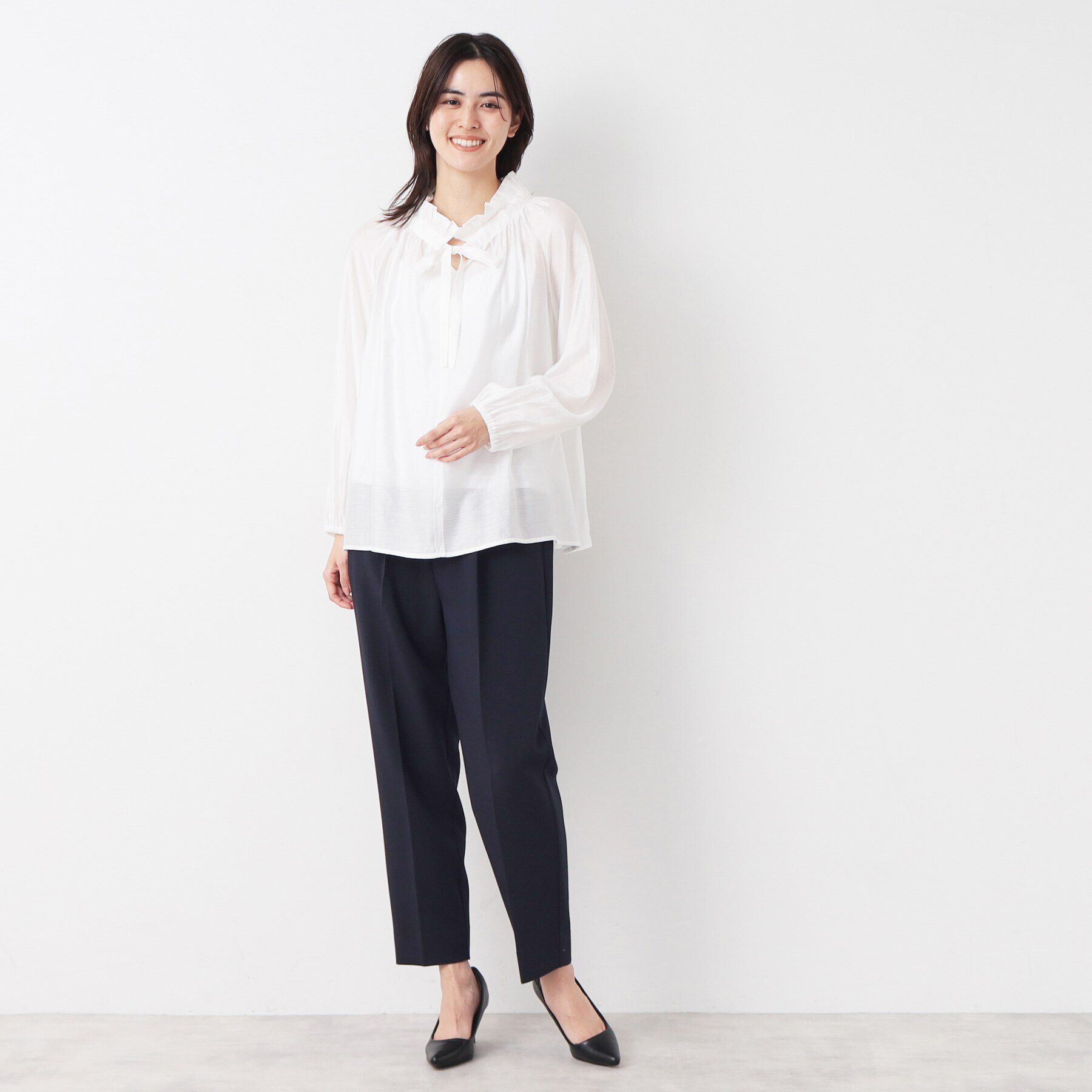 Dessin「【入卒/セレモニー/洗える】フリルリボンチュールブラウス」|シャツ・ブラウス|