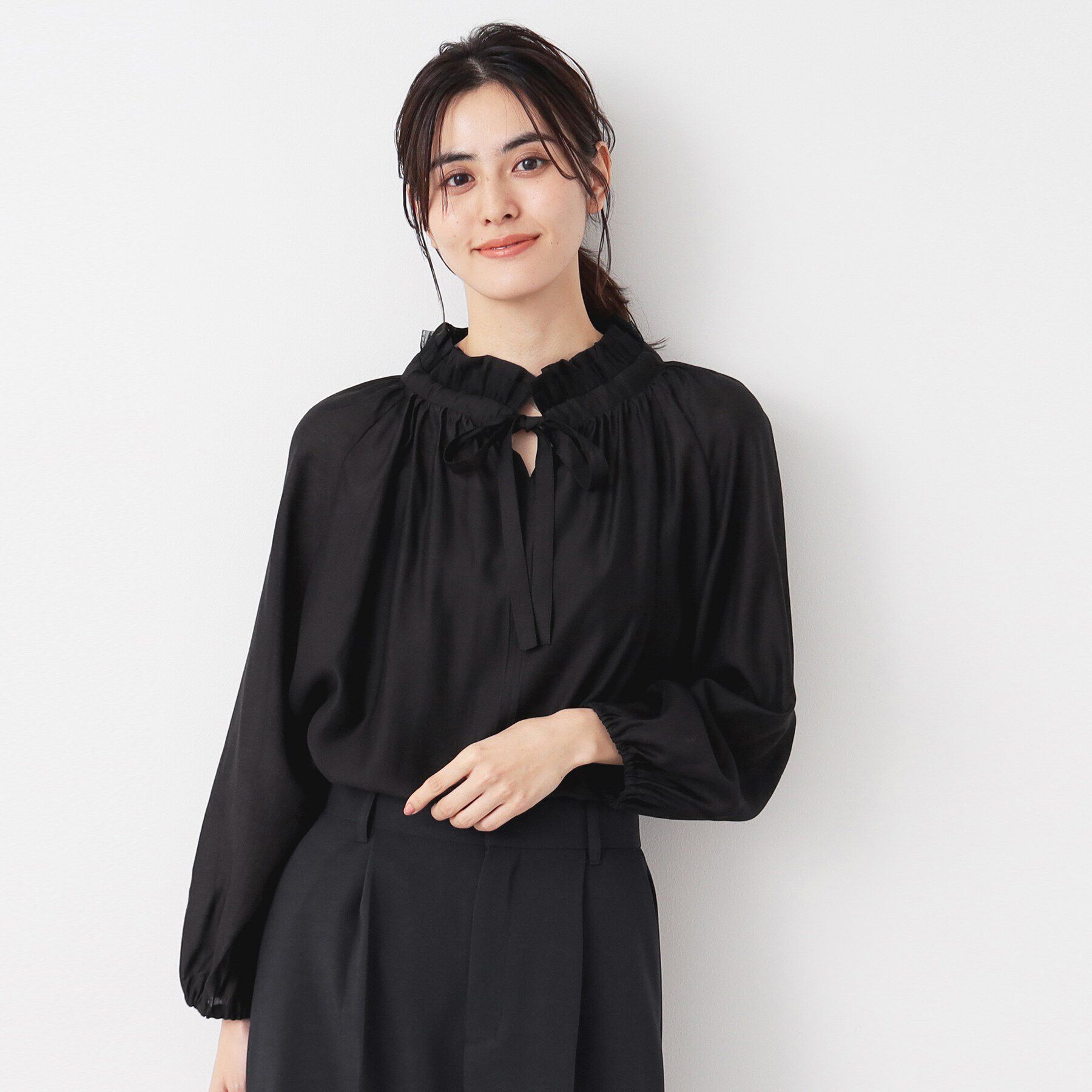 Dessin「【入卒/セレモニー/洗える】フリルリボンチュールブラウス」|シャツ・ブラウス|