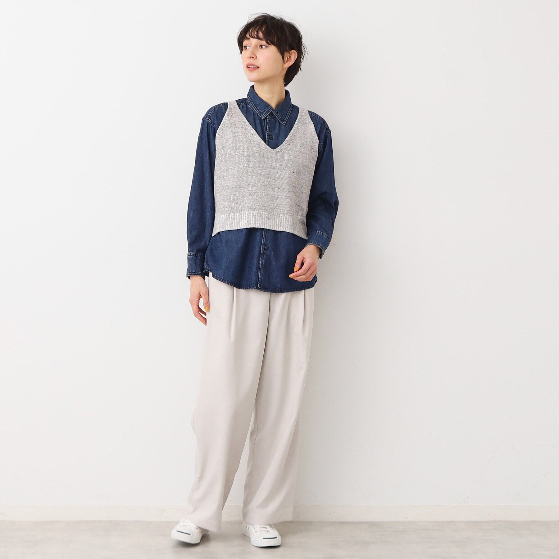 Dessin「【洗える】リネンニットキャミソール」|ベスト・ジレ|