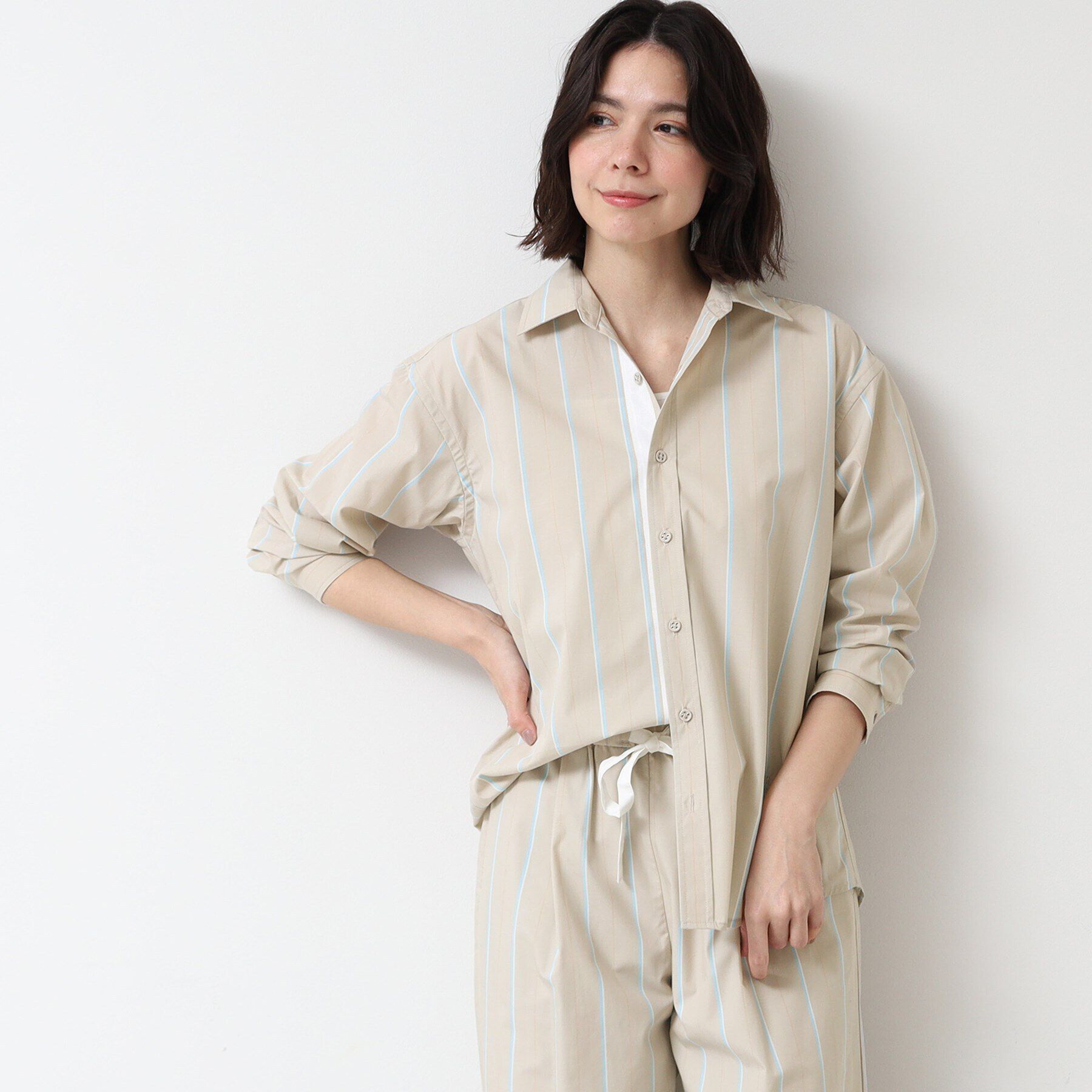 Dessin「【ユニセックス】ストライプシャツ」|シャツ・ブラウス|グレージュ(350)