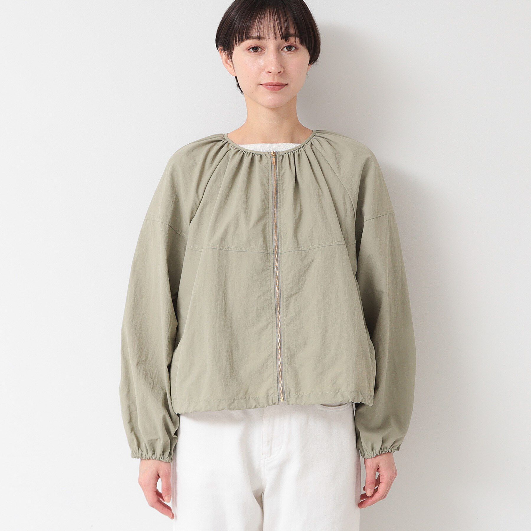 Dessin「【洗える】ギャザークルーネックブルゾン（S～L）」|ブルゾン・スタジャン|