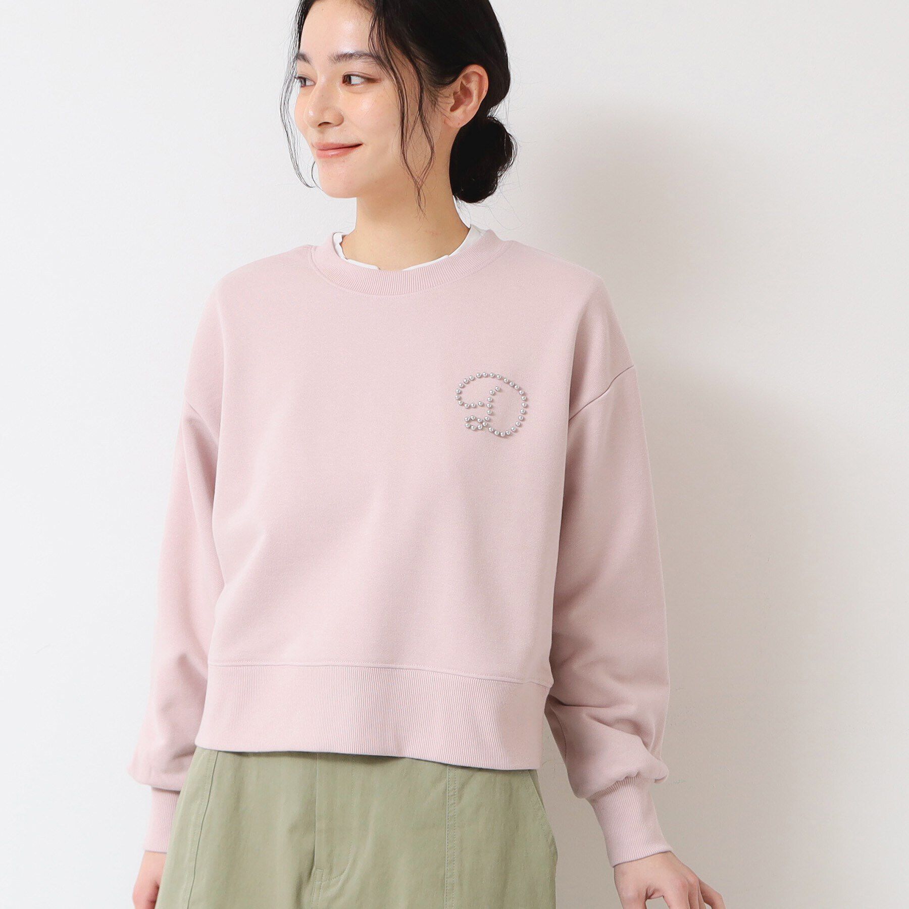 Dessin「【洗える】スタッズDマーク付きクロップド丈スウェット」|パーカー|