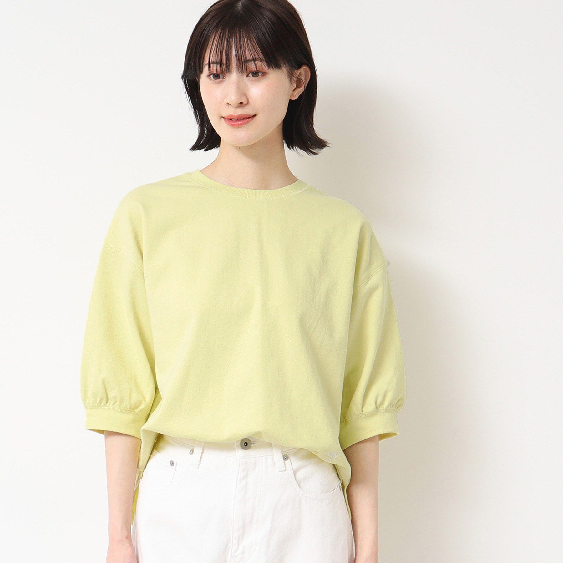 Dessin「【360度可愛い・洗える】バックヘンリーカットソー（5分袖/XS～L）」|Tシャツ・カットソー|