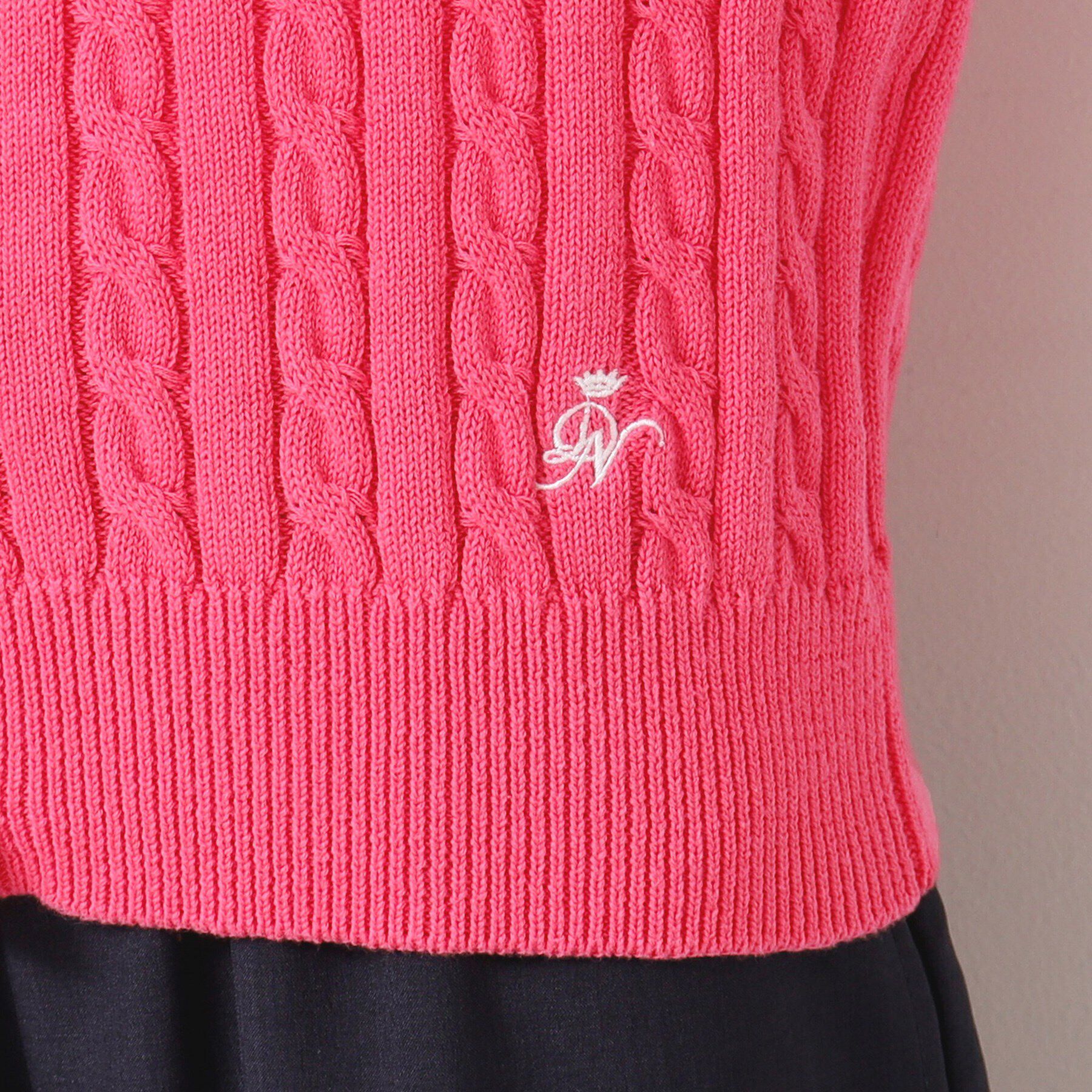 Dessin「【洗える】半袖ケーブルニットコットンカーディガン」|カーディガン|