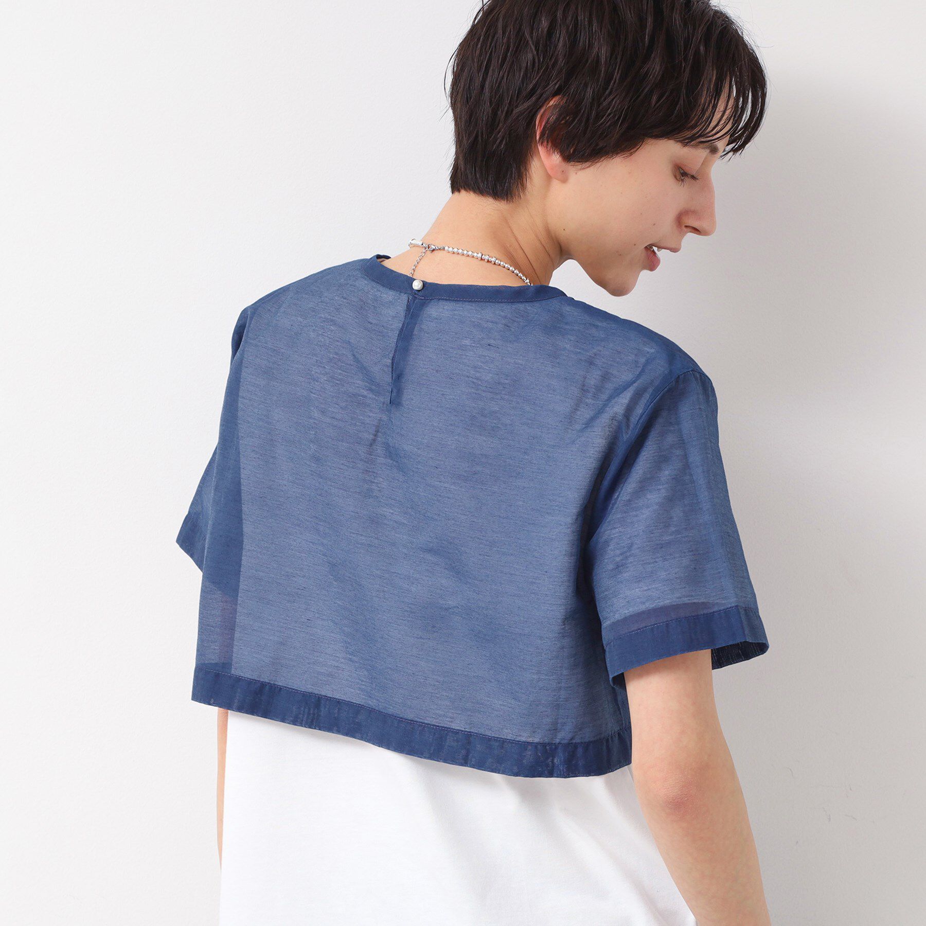 Dessin「【洗える】シアーデニムショート丈ブラウス」|シャツ・ブラウス|