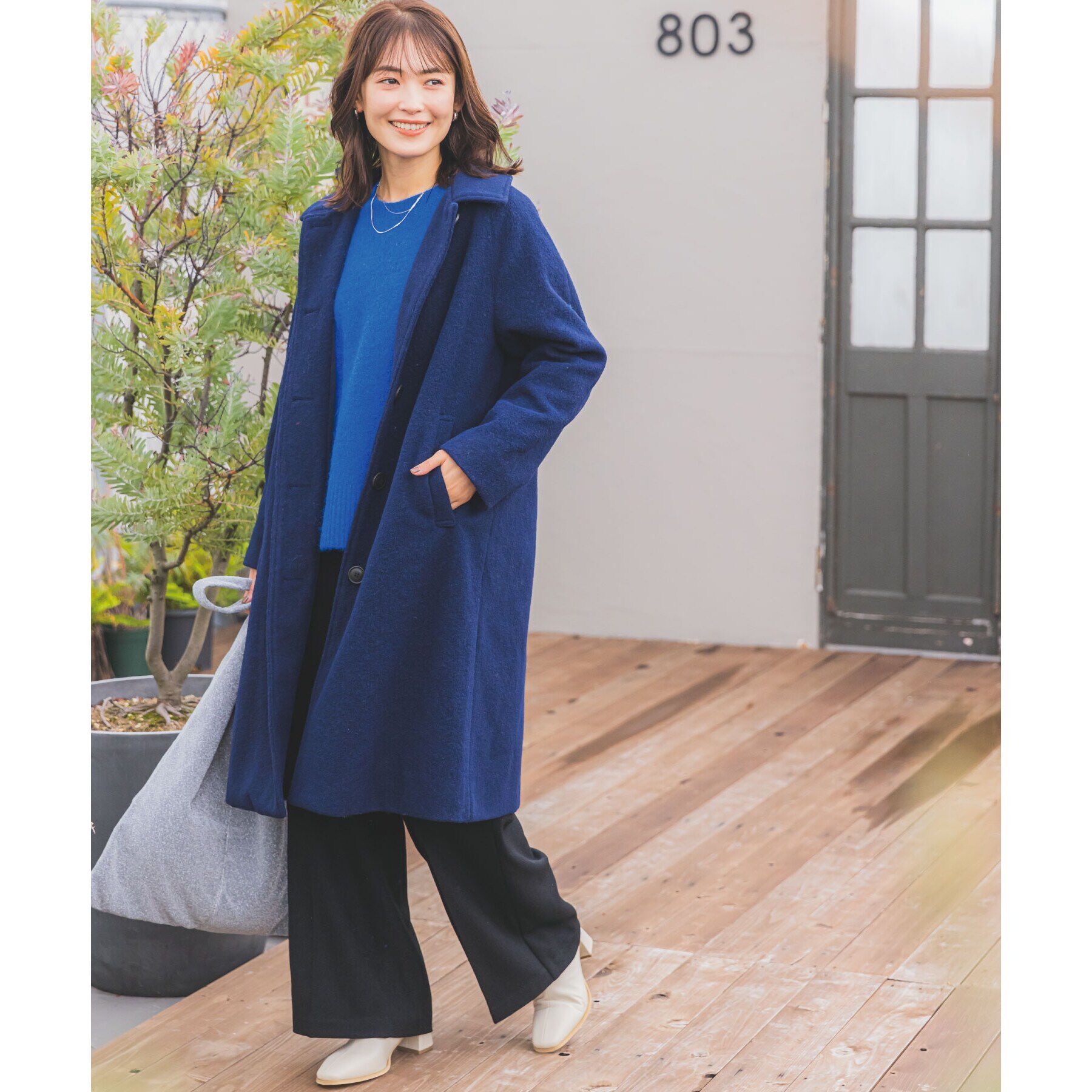 ITS&rsquo;DEMO「【腕周りゆったりで厚手ニットもOK】ステンカラーロングコート」|ステンカラーコート|