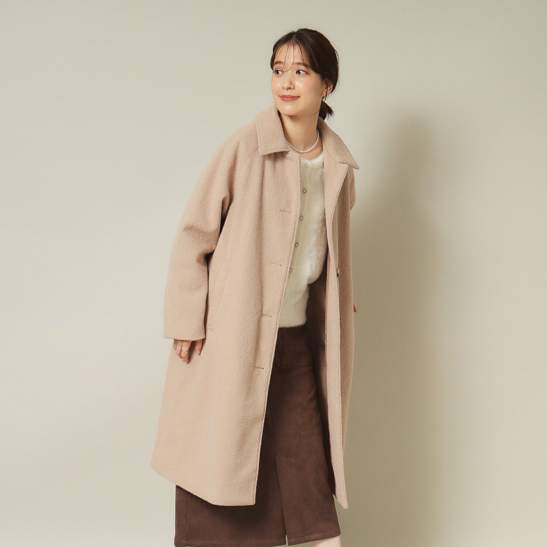 ITS&rsquo;DEMO「【腕周りゆったりで厚手ニットもOK】ステンカラーロングコート」|ステンカラーコート|ベージュ(052)