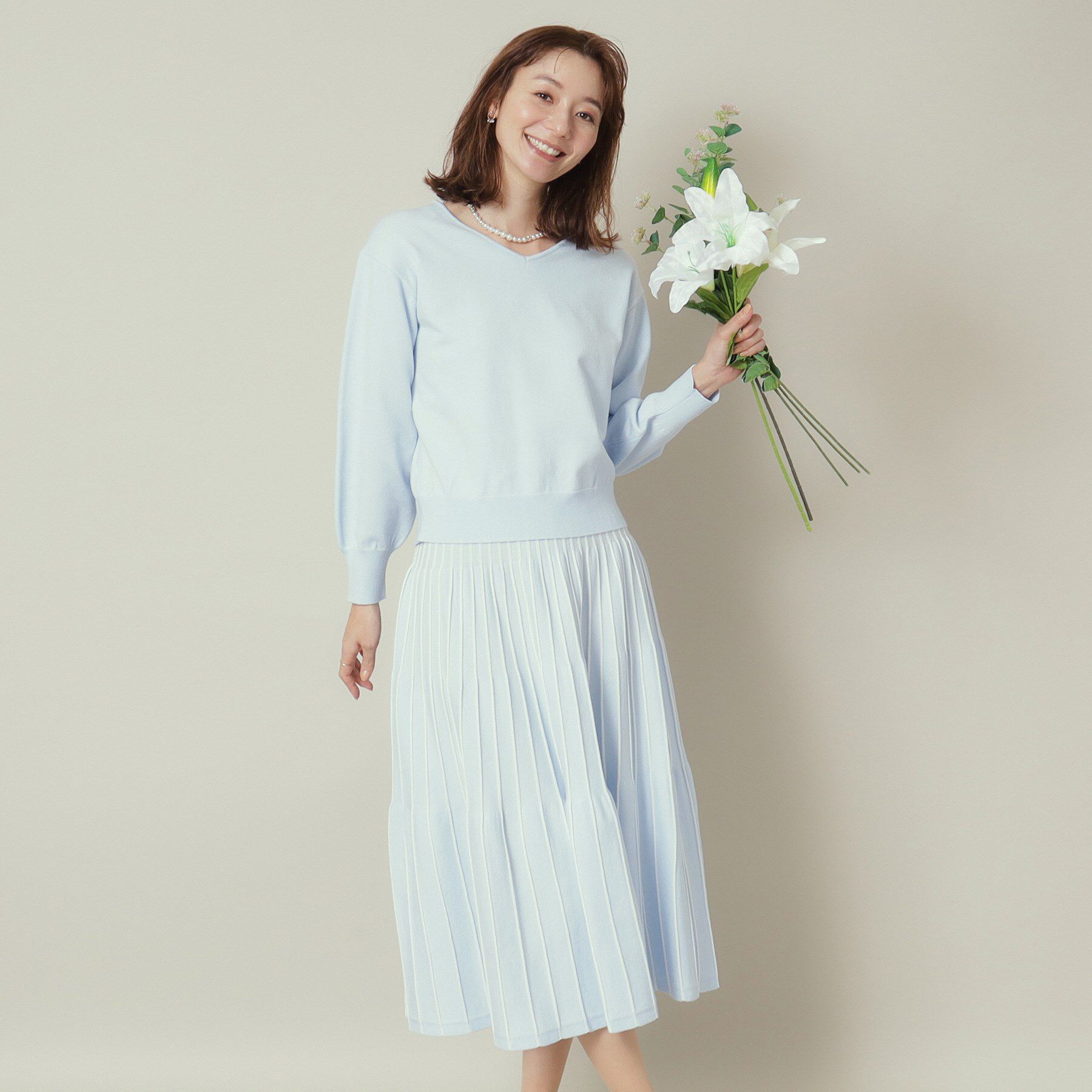 ITS&rsquo;DEMO「【通勤／手洗い可】Vネック&times;フレアスカートセットアップ」|スーツ|