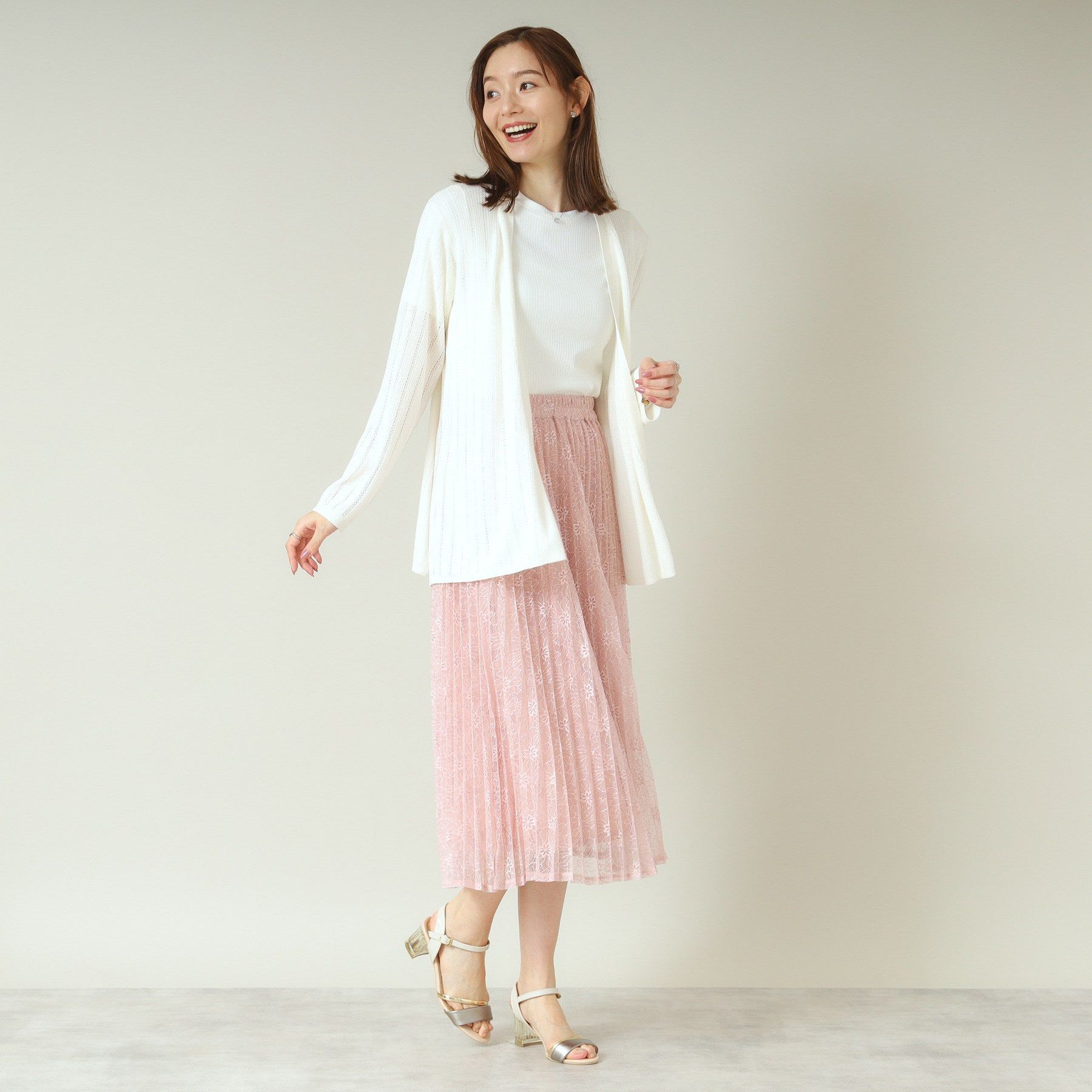 ITS&rsquo;DEMO「【手洗い可】透かし編み着流しカーデ」|カーディガン|