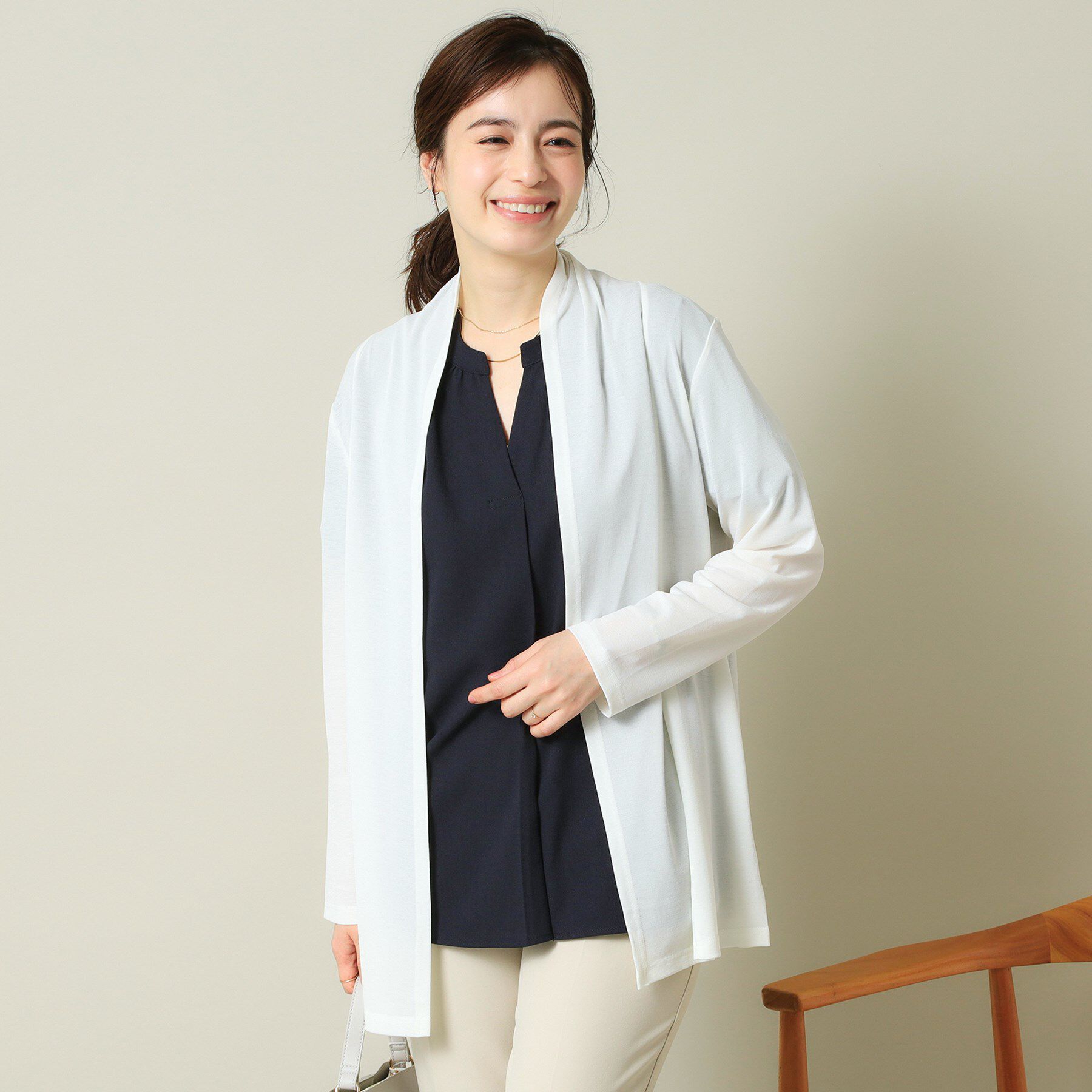 ITS&rsquo;DEMO「【UVカット／手洗い可】 着流しカーディガン」|カーディガン|オフホワイト(003