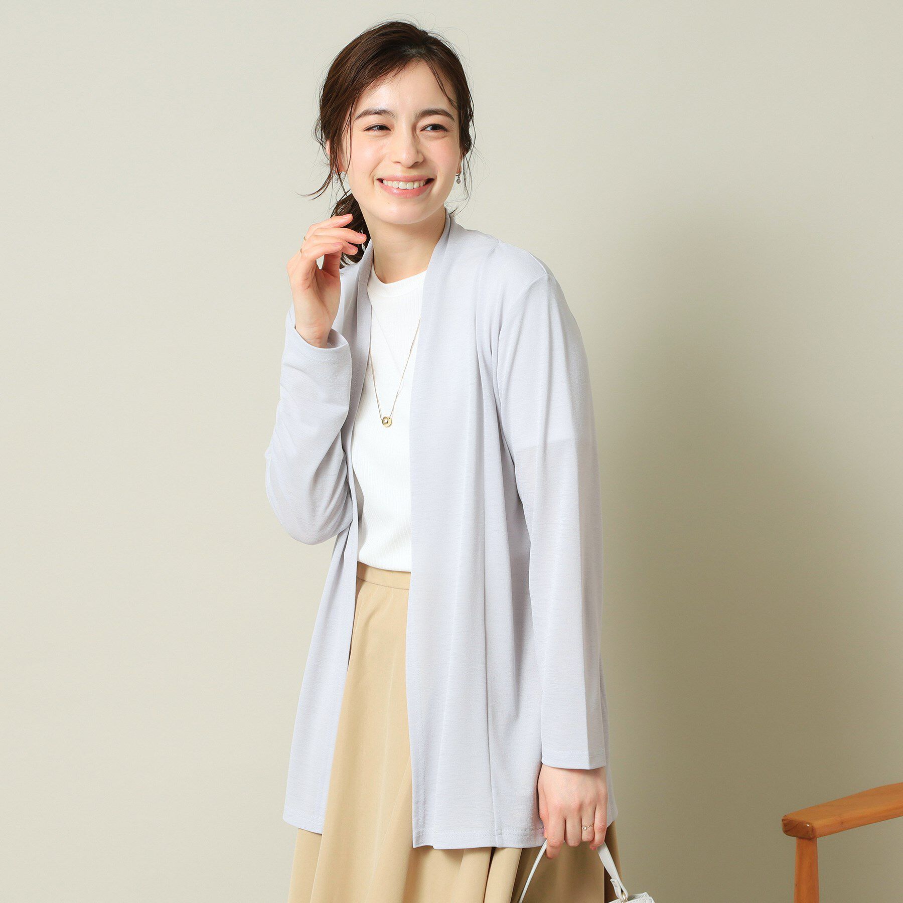 ITS&rsquo;DEMO「【UVカット／手洗い可】 着流しカーディガン」|カーディガン|ライトグレー(011