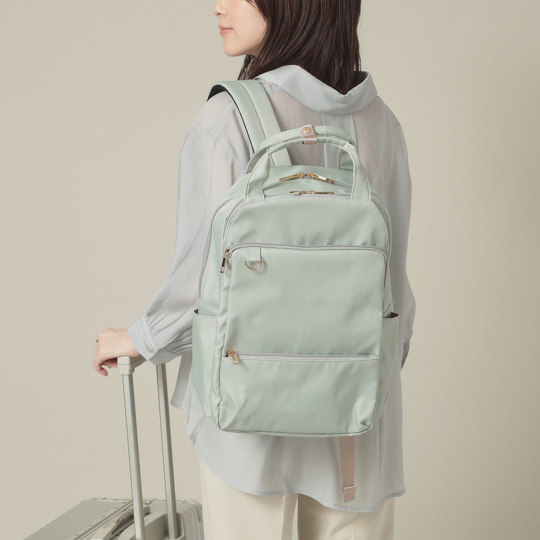 ITS&rsquo;DEMO「【旅行／通勤／マザーズバッグ】ツイル11ポケットリュック」|リュック|ミントグリーン(02