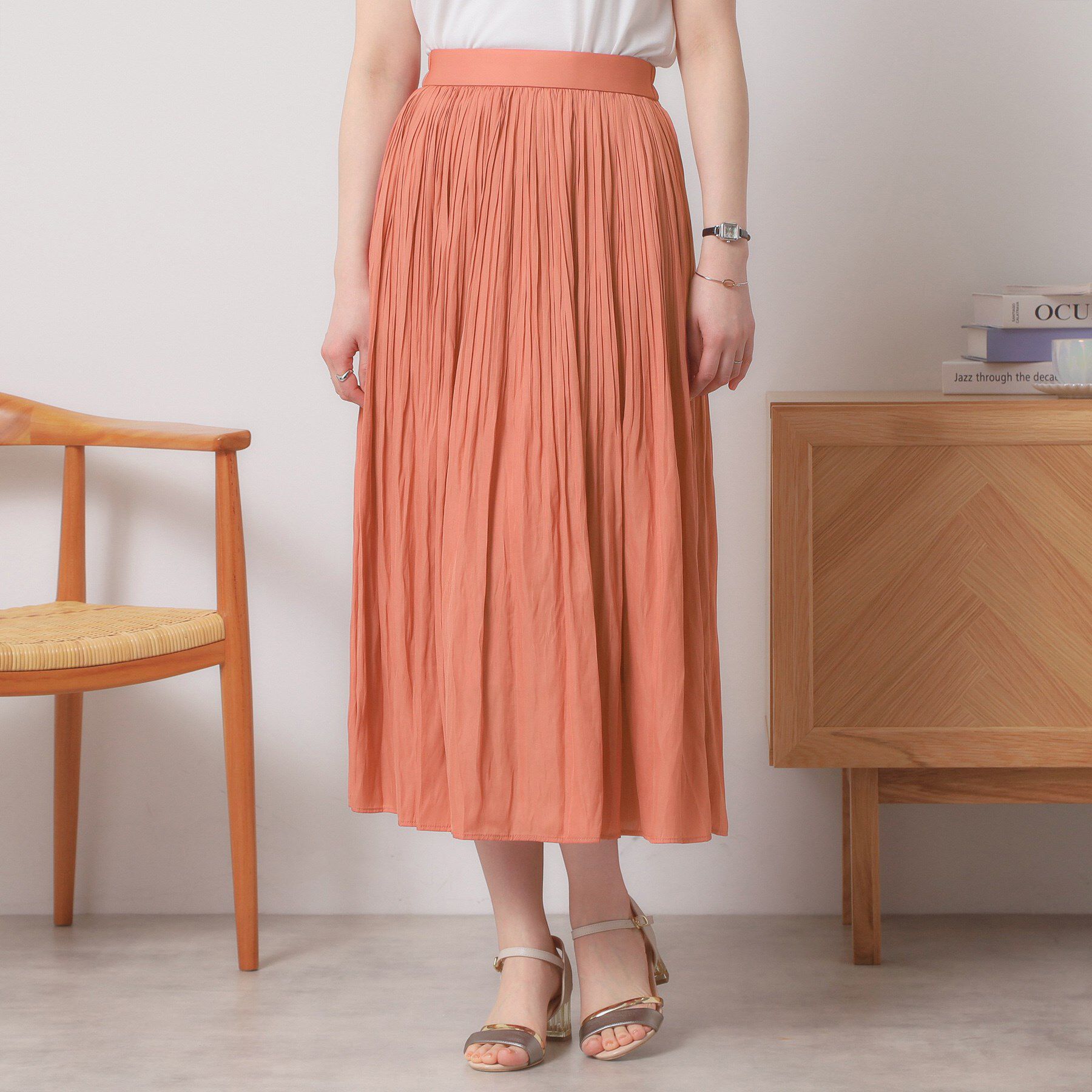 ITS&rsquo;DEMO「【手洗い可／ウエストゴム】サテンプリーツスカート」|スカート|