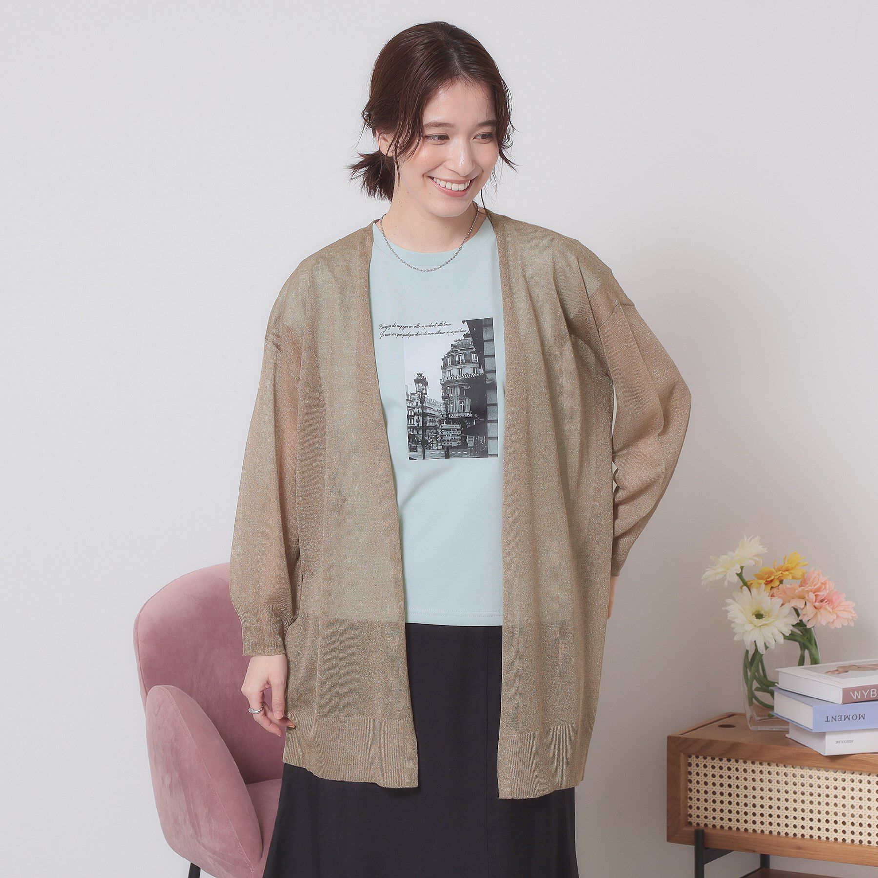 ITS&rsquo;DEMO「【定番人気／手洗い可】ラメ着流しカーデ」|カーディガン|