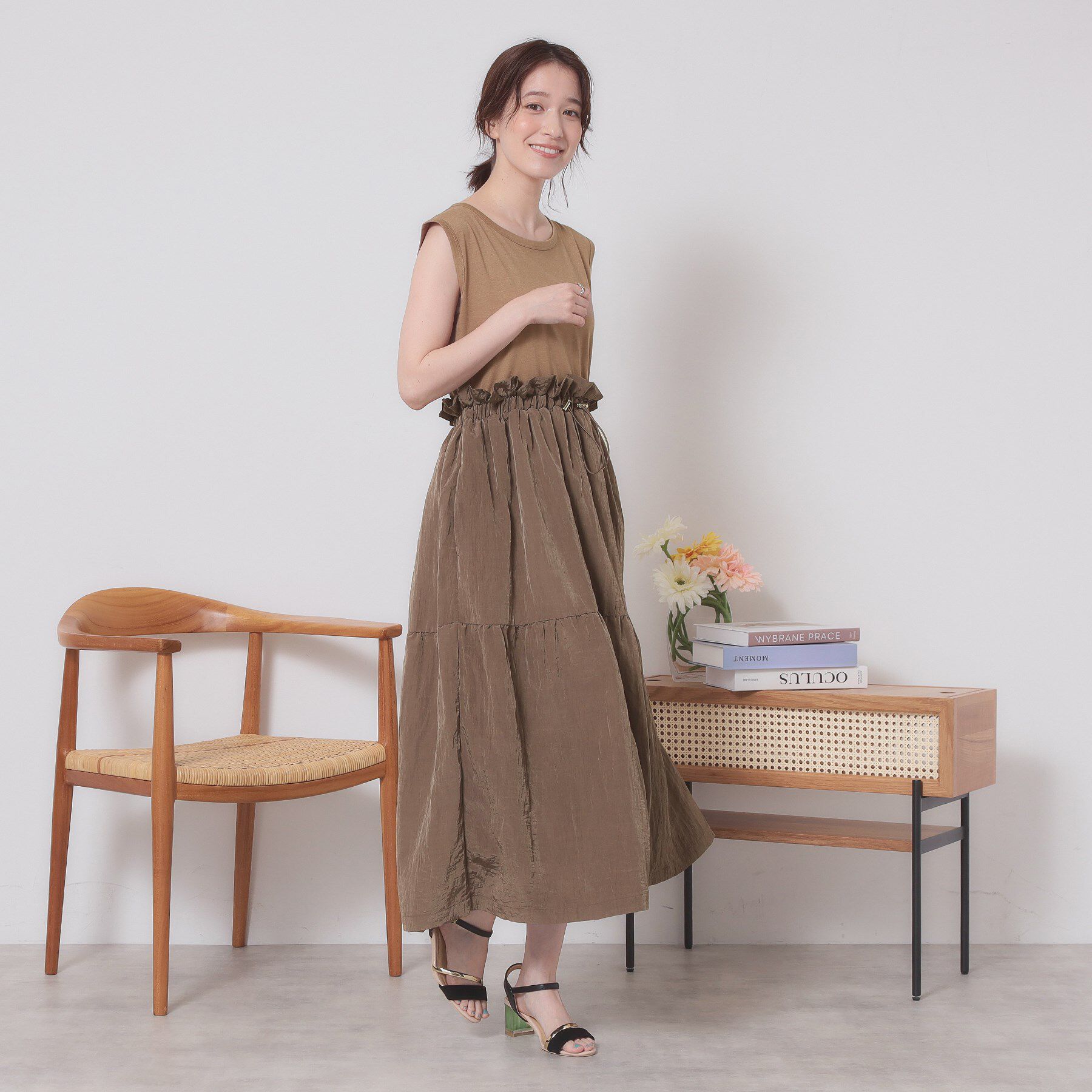 ITS&rsquo;DEMO「【ウエストゴム／洗濯機OK】異素材コンビワンピース」|ワンピース|