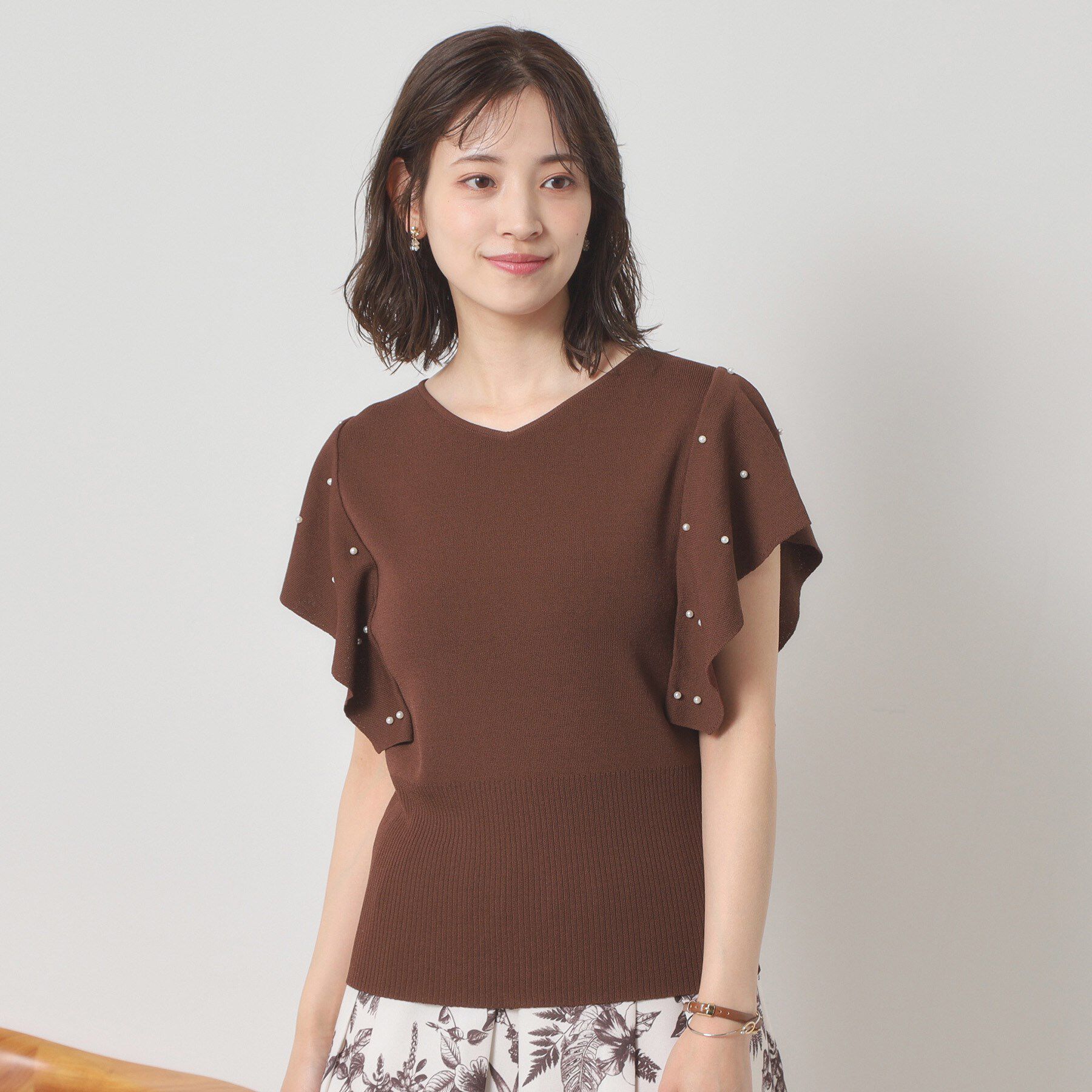 ITS&rsquo;DEMO「【さらりタッチ／手洗い可】パール調フレア袖ニット」|ニット・セーター|