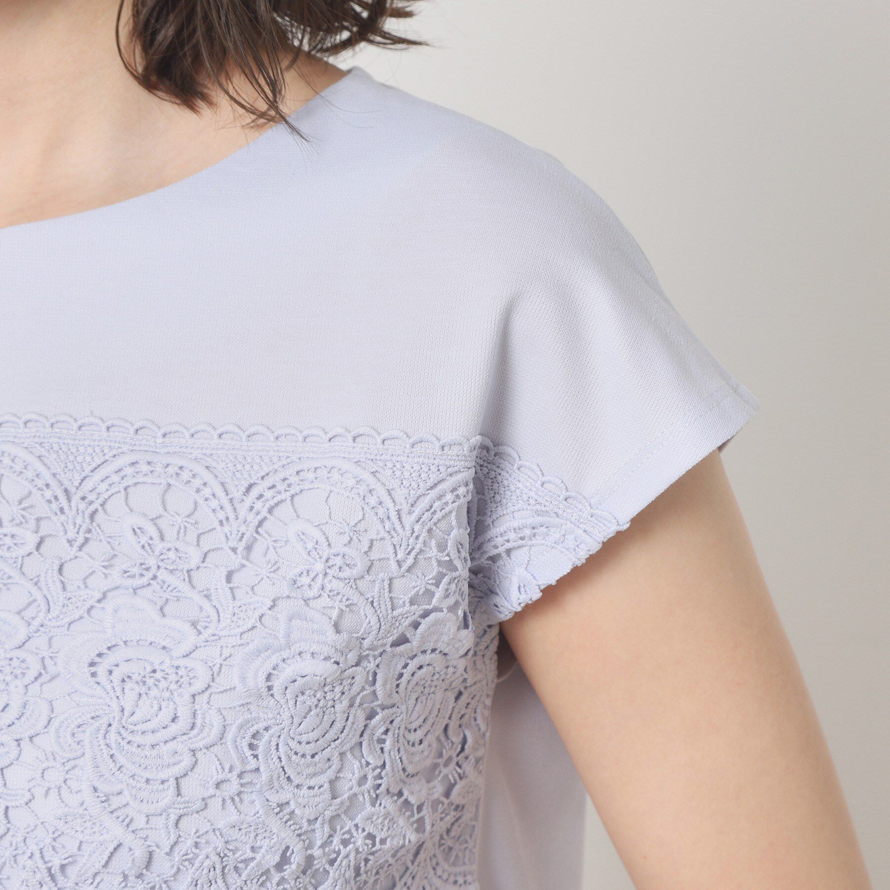 ITS&rsquo;DEMO「【吸水速乾／手洗い可／洗濯後しわになりにくい】カットミラノフロントレーストップス」|Tシャツ・カットソー|