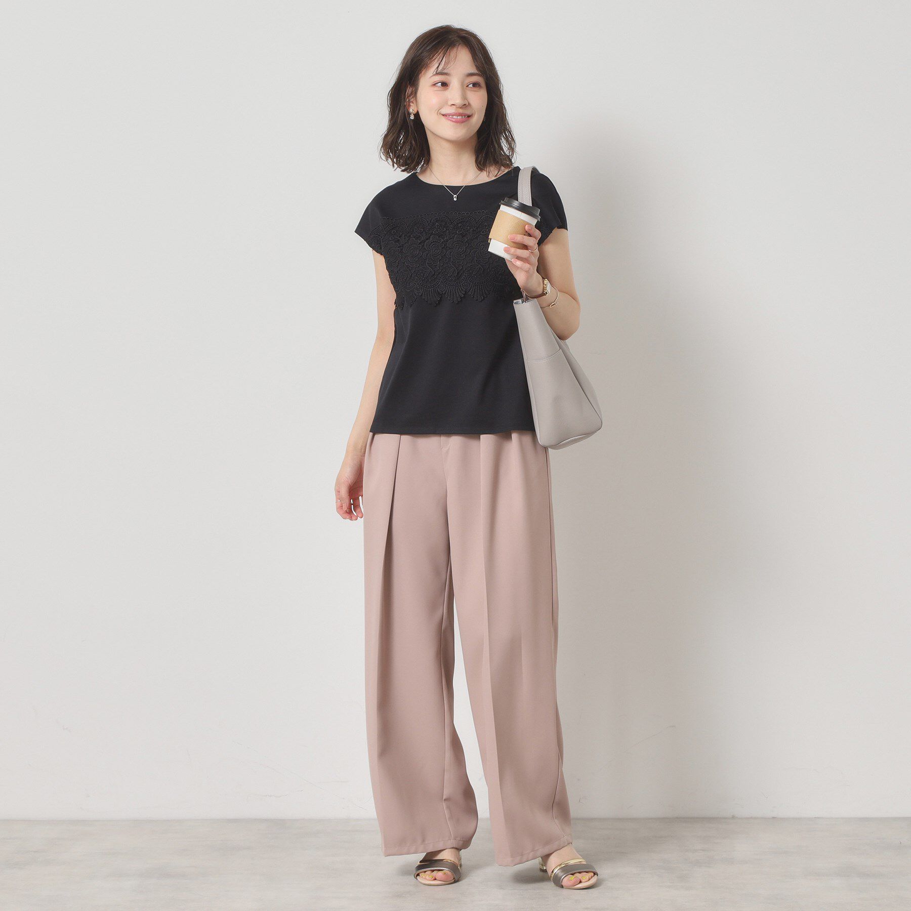 ITS&rsquo;DEMO「【吸水速乾／手洗い可／洗濯後しわになりにくい】カットミラノフロントレーストップス」|Tシャツ・カットソー|