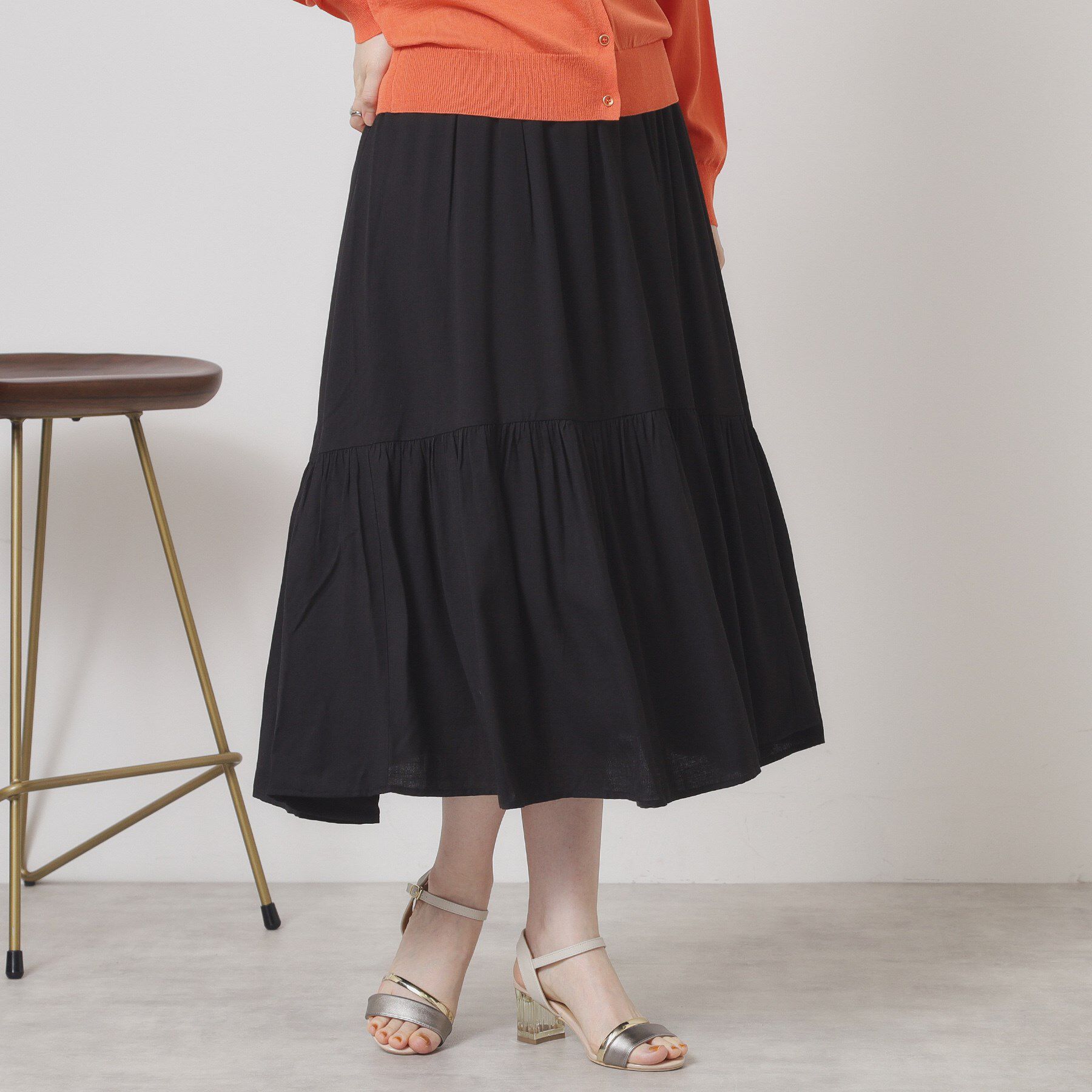 ITS&rsquo;DEMO「【ウエストゴム／手洗い可】強撚スラブスカート」|スカート|