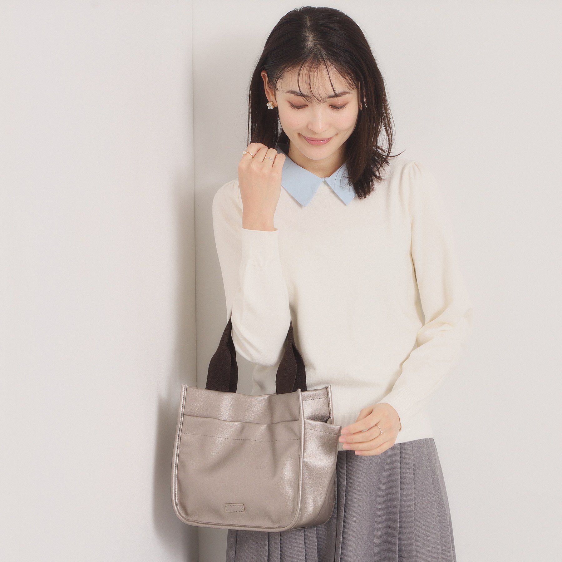 ITS&rsquo;DEMO「合皮サイドポケットミニトート」|ハンドバッグ|