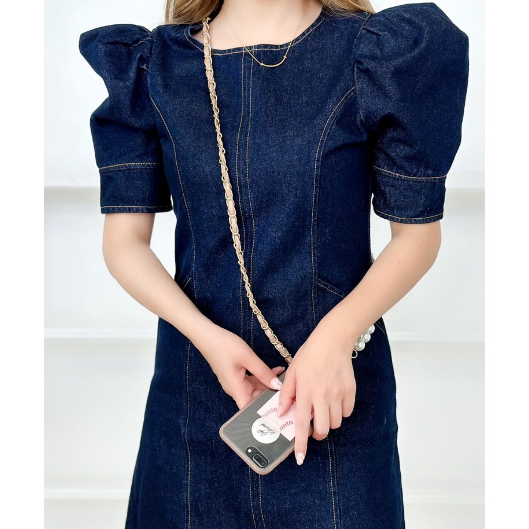 Grandedge「パール調レザーチェーンスマホショルダー」|ストラップ|