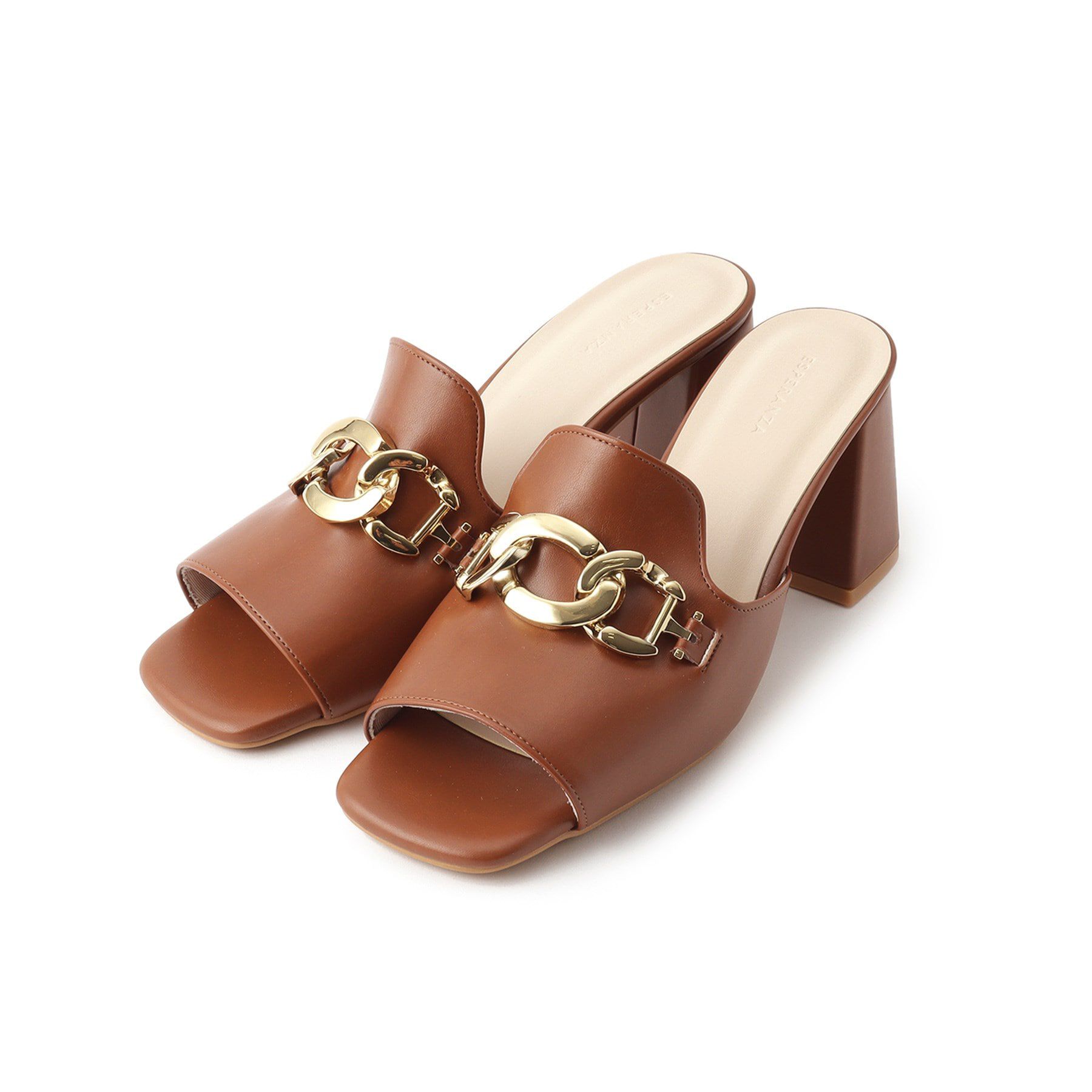 ESPERANZA「チェーン付きブロックヒールミュールサンダル」|サンダル|