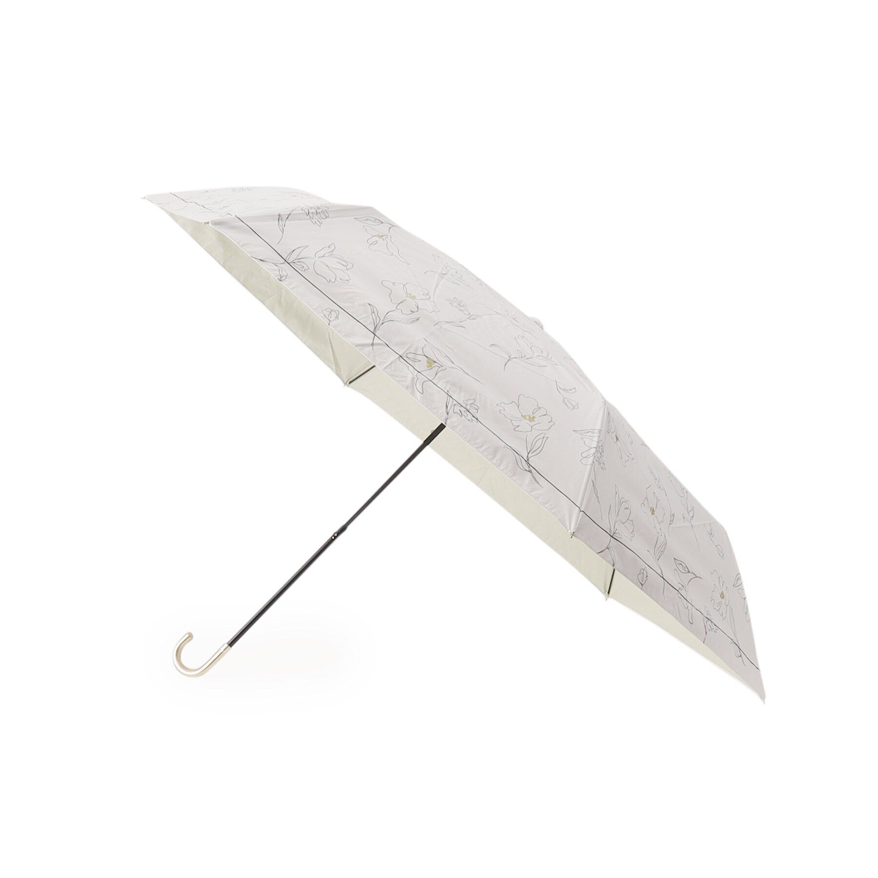 Ober Tashe「遮光率100％ UVカット率100％ 遮光フラワードローイングmini 日傘 晴雨兼用 折りたたみ傘」|傘|オフホワイト(003