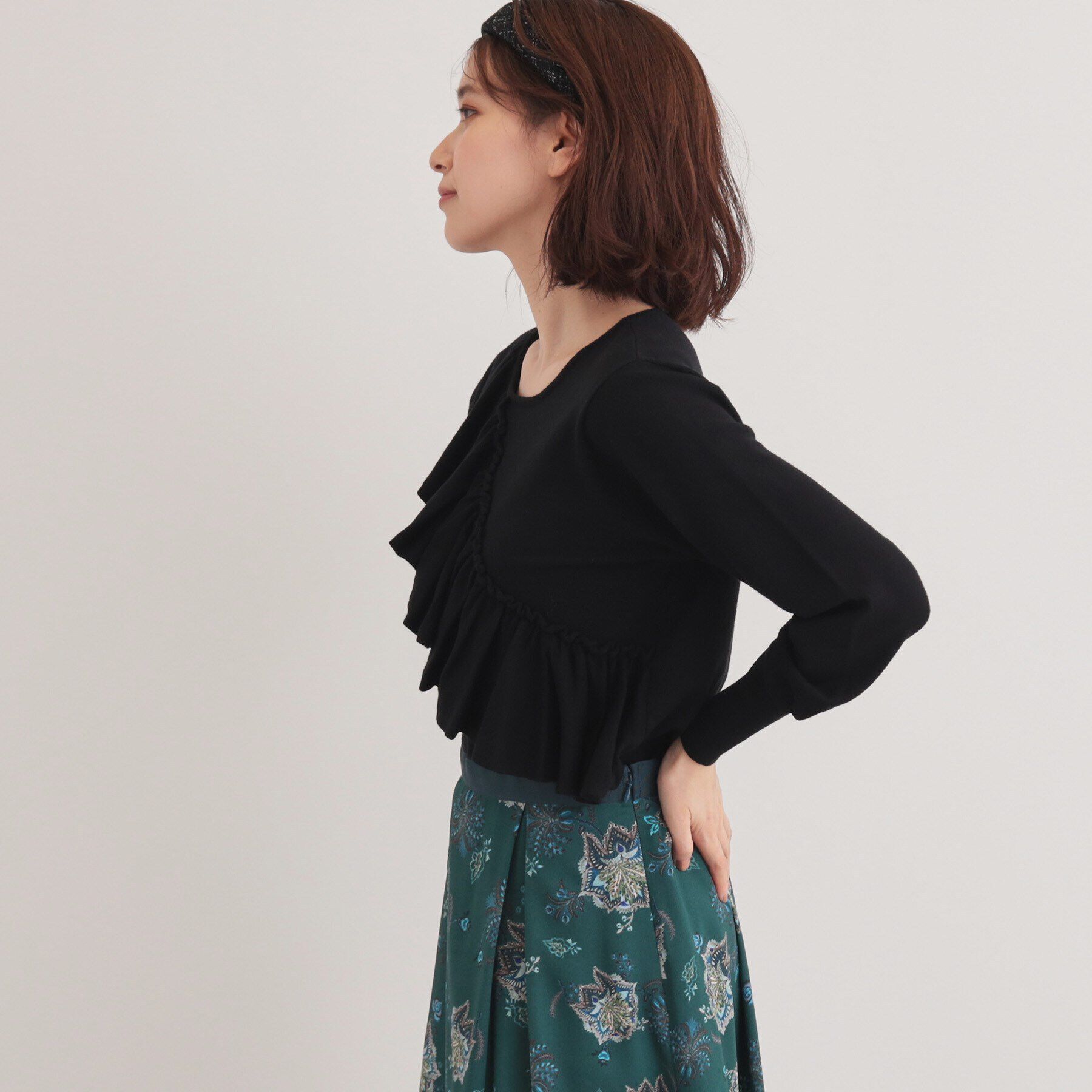 SunaUna「【6色展開／大人フェミニン】アシメフリルニット」|ニット・セーター|