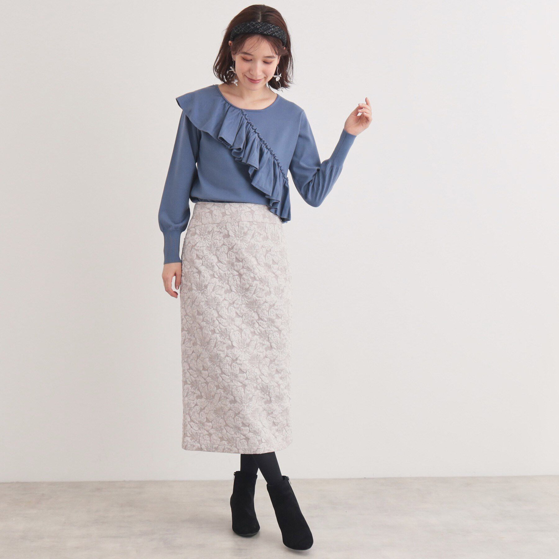 SunaUna「【6色展開／大人フェミニン】アシメフリルニット」|ニット・セーター|