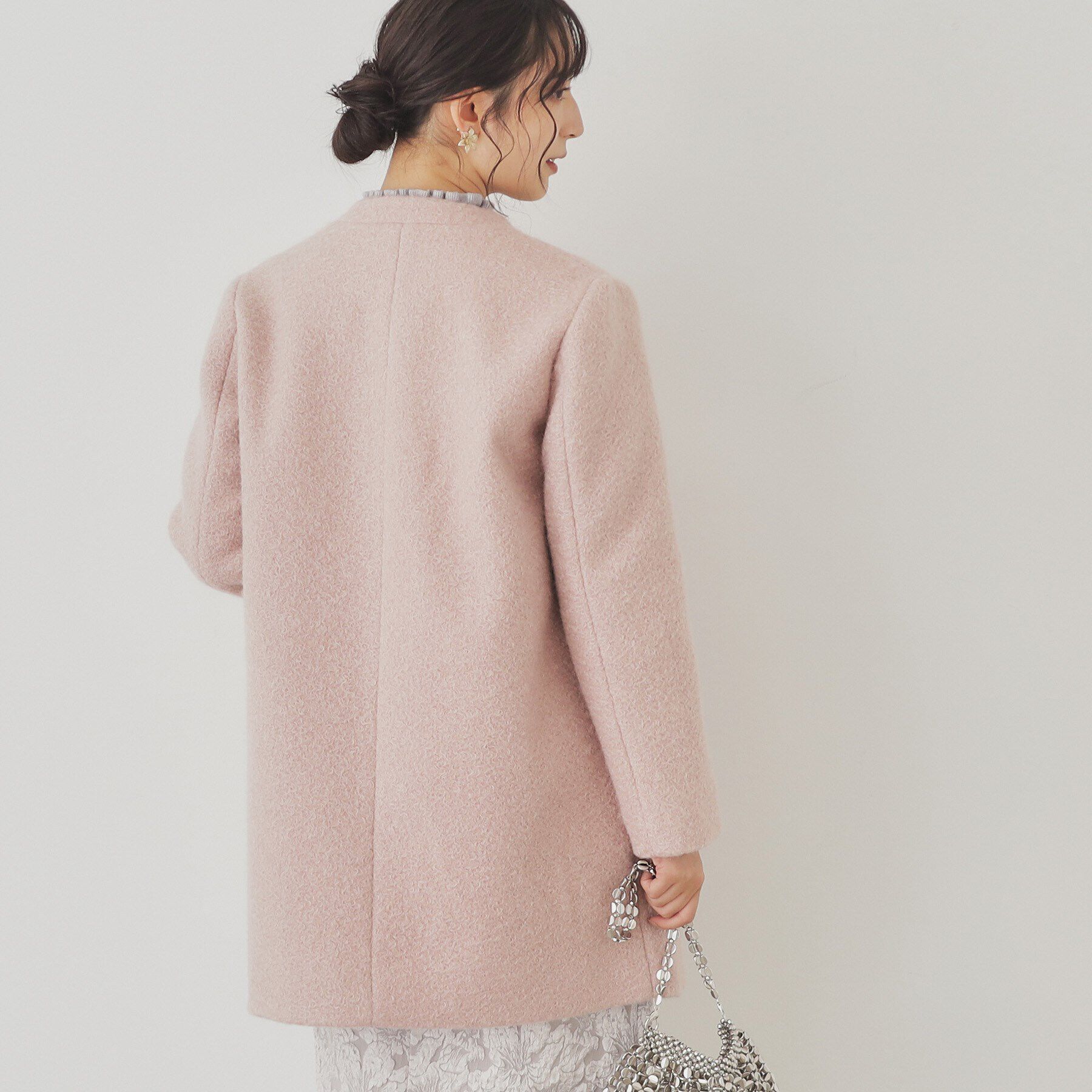 SunaUna「【S～Lサイズ展開/レース付ポケット】ボトルネックコート」|ノーカラーコート|