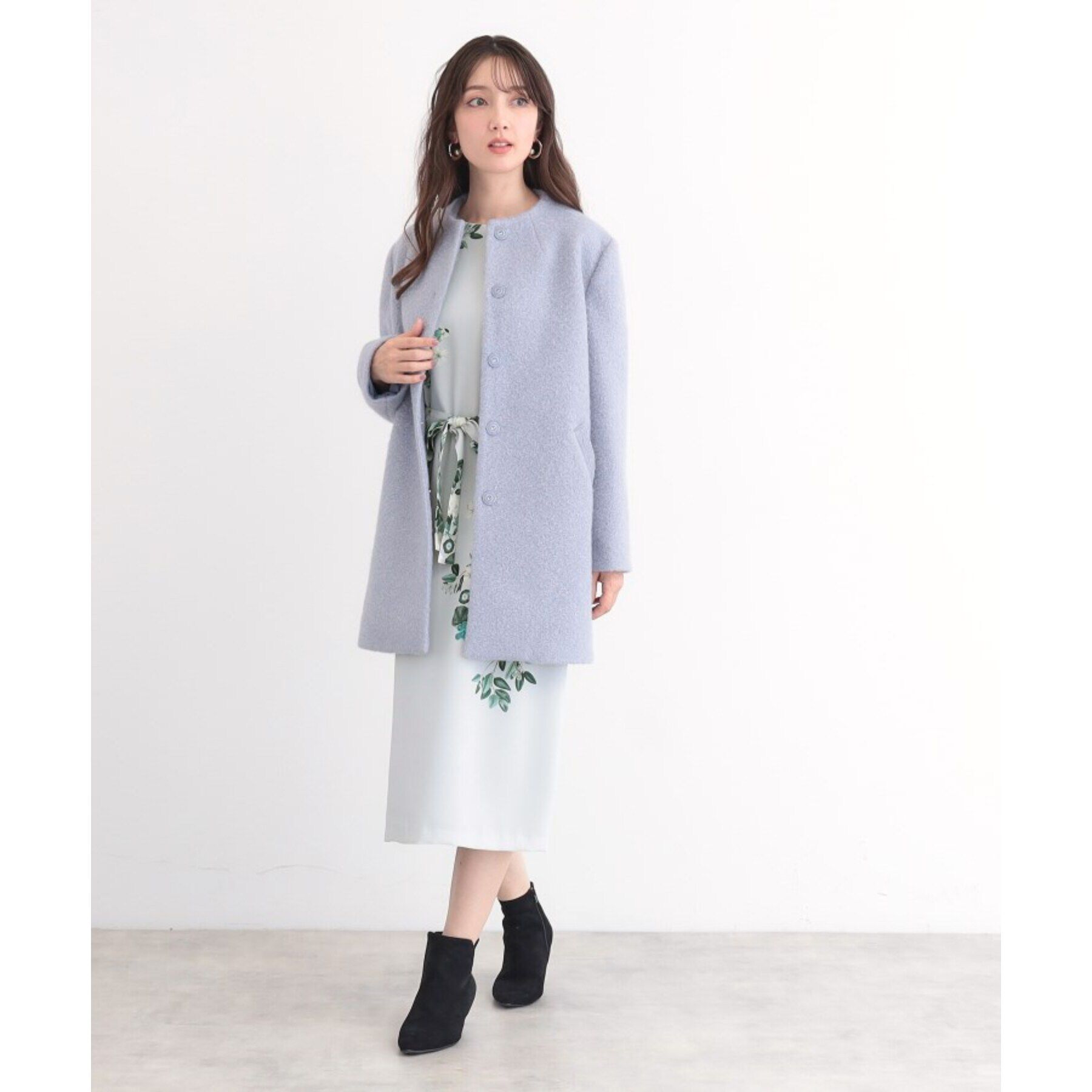 SunaUna「【S～Lサイズ展開/レース付ポケット】ボトルネックコート」|ノーカラーコート|