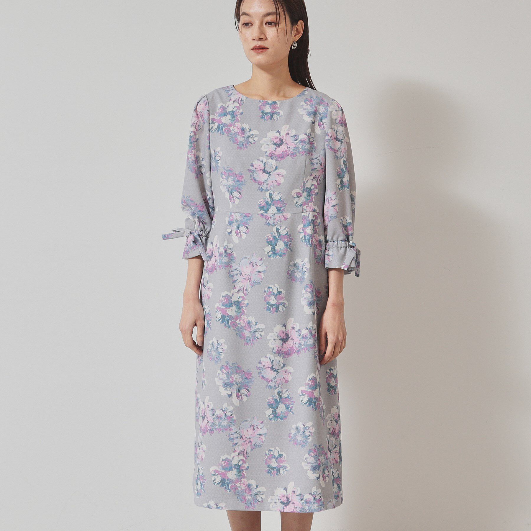 SunaUna「【＆yours project／袖リボン】フラワープリントワンピース」|ワンピース|